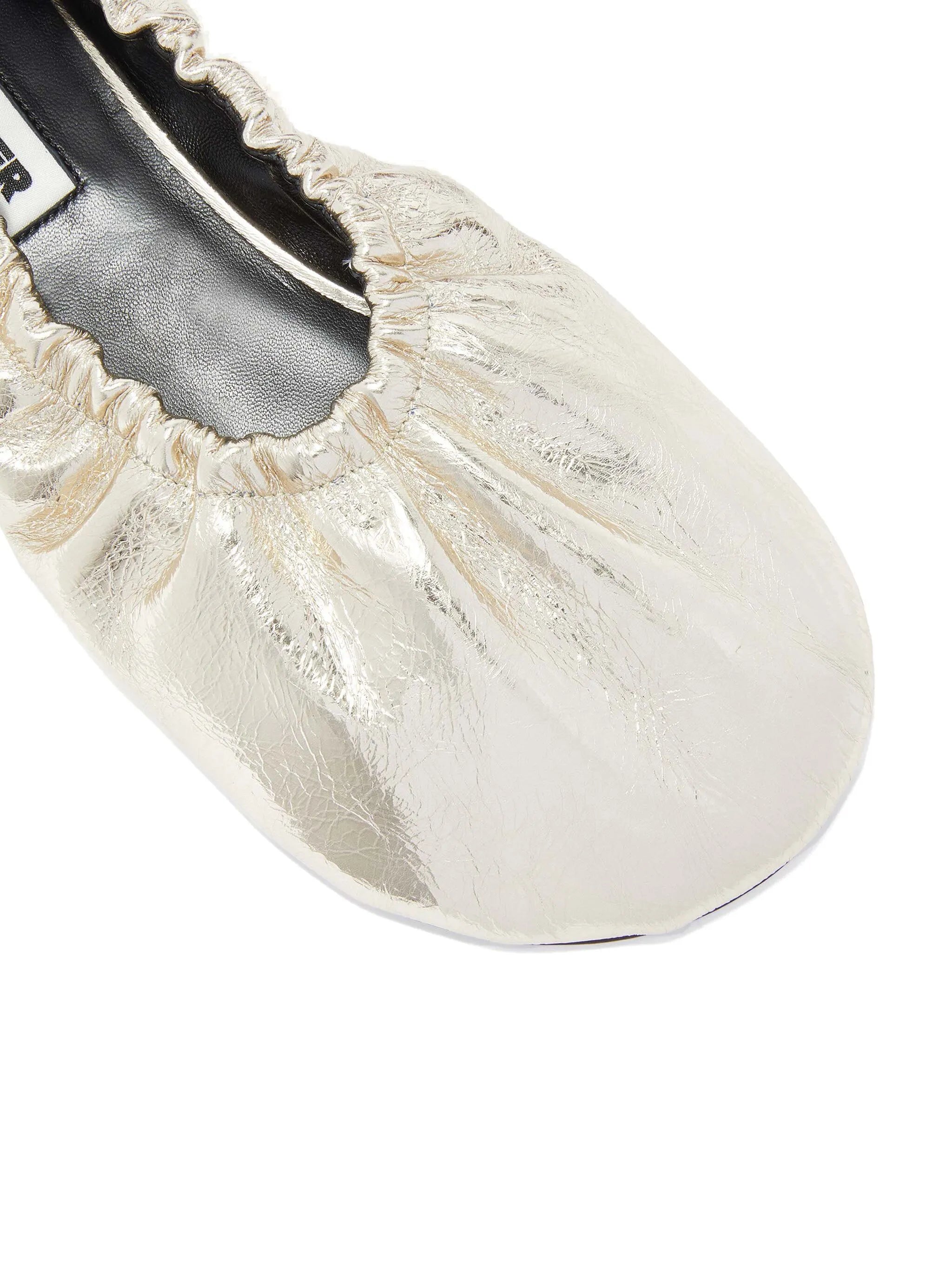 gathered-detail leather ballerina shoes