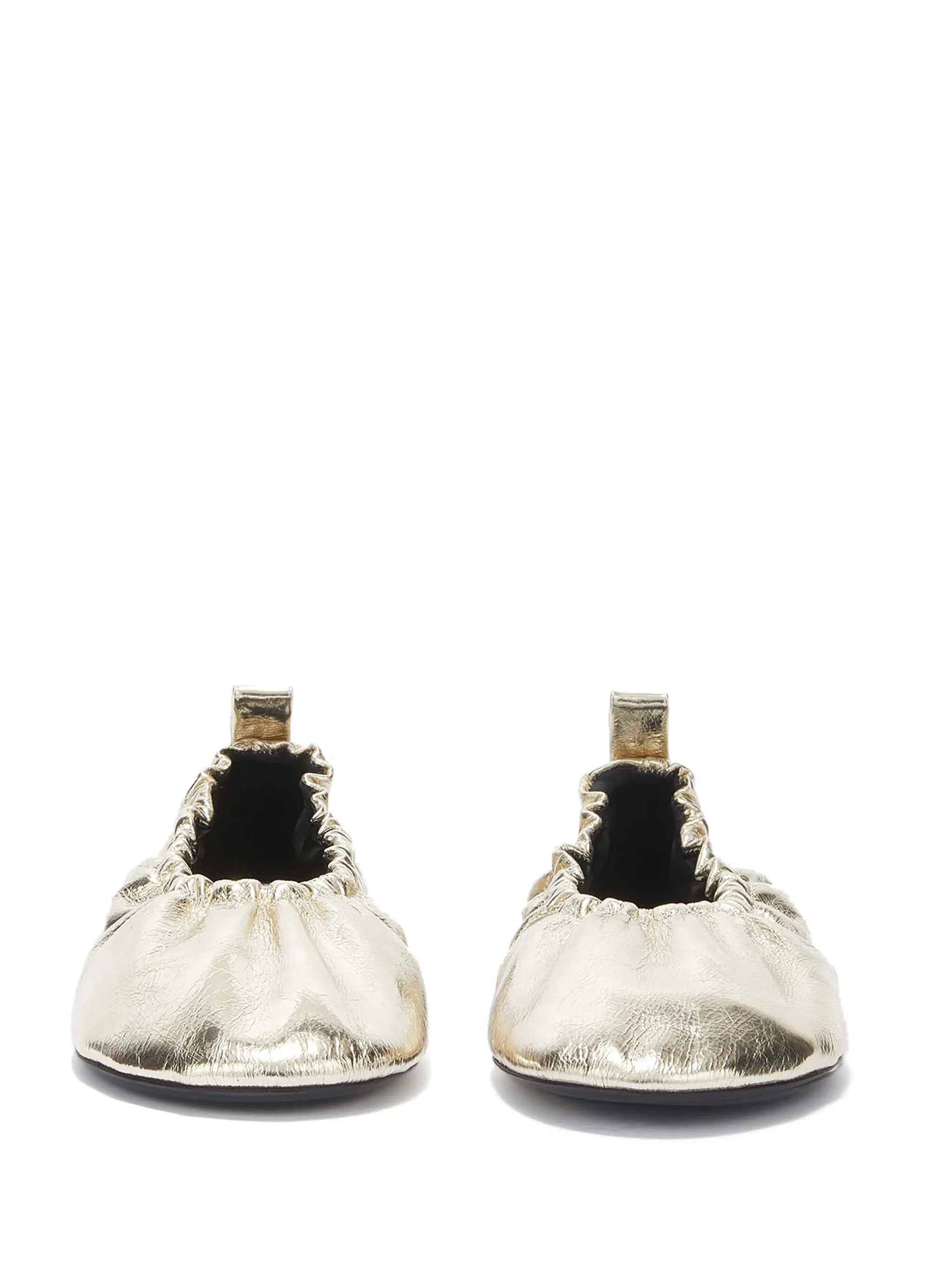gathered-detail leather ballerina shoes