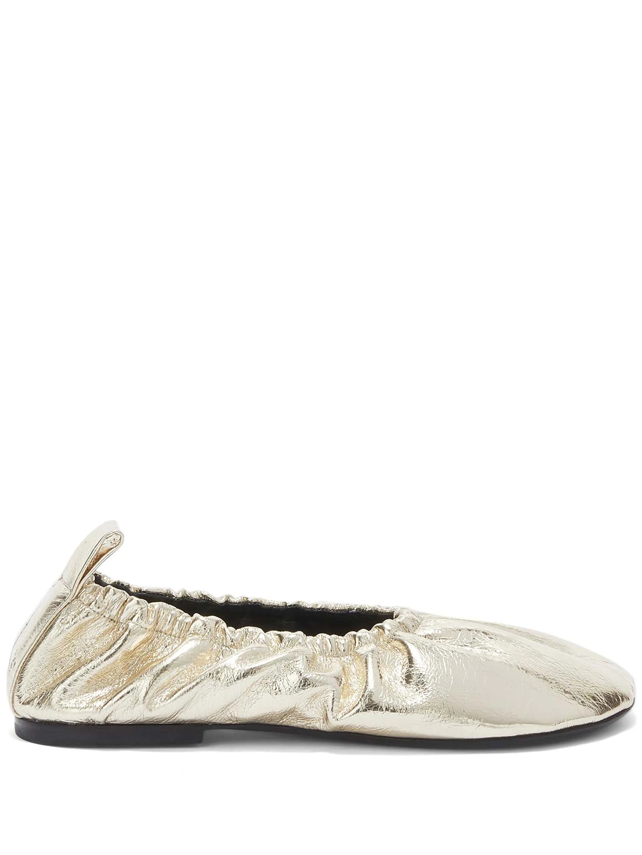gathered-detail leather ballerina shoes