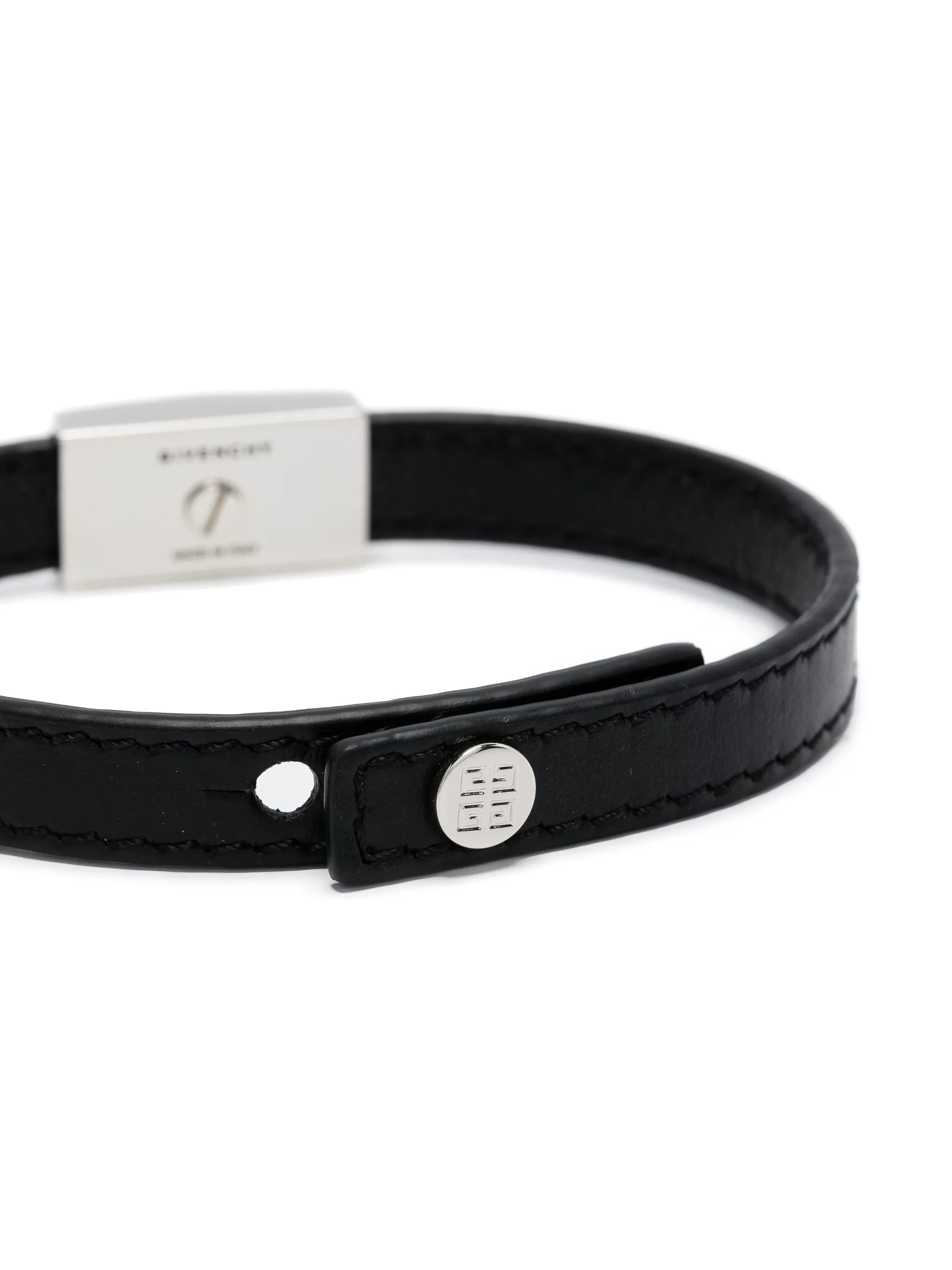 G-plaque leather bracelet