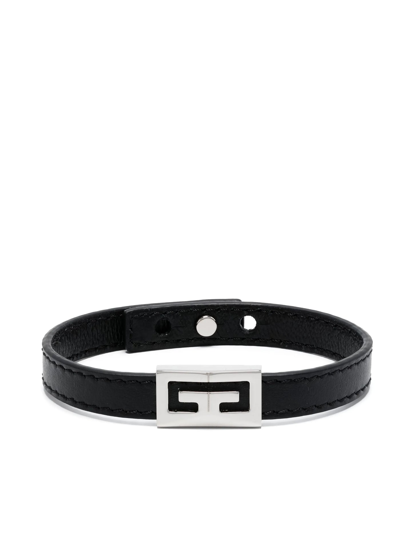 G-plaque leather bracelet