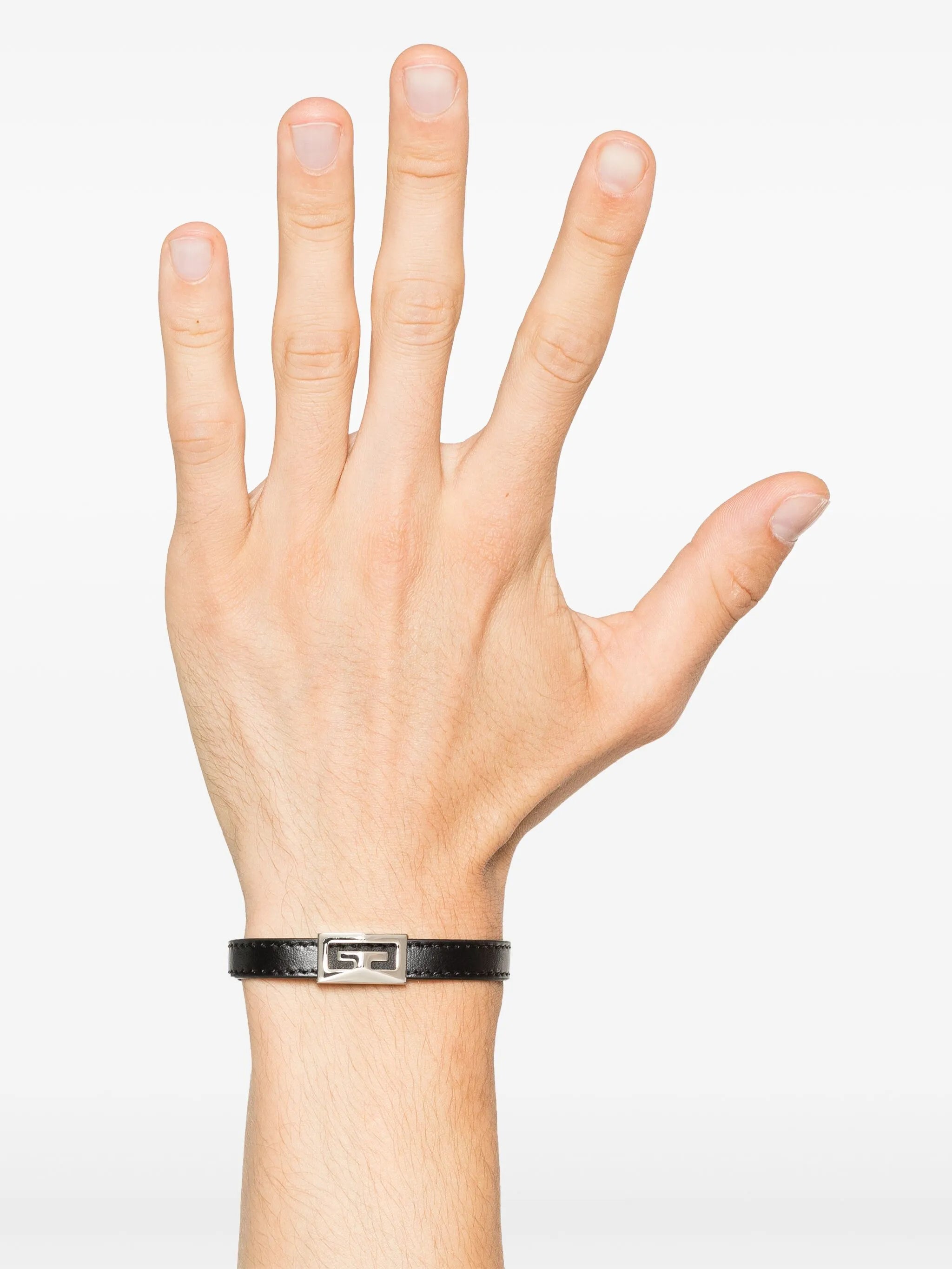 G-plaque leather bracelet