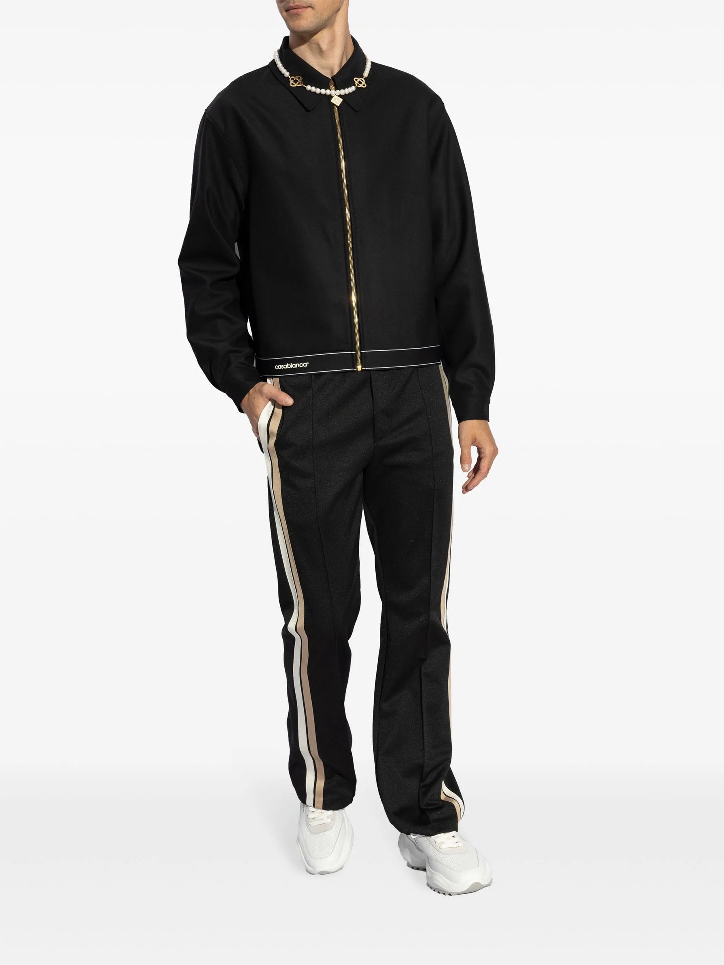 logo-print zipped bomber jacket