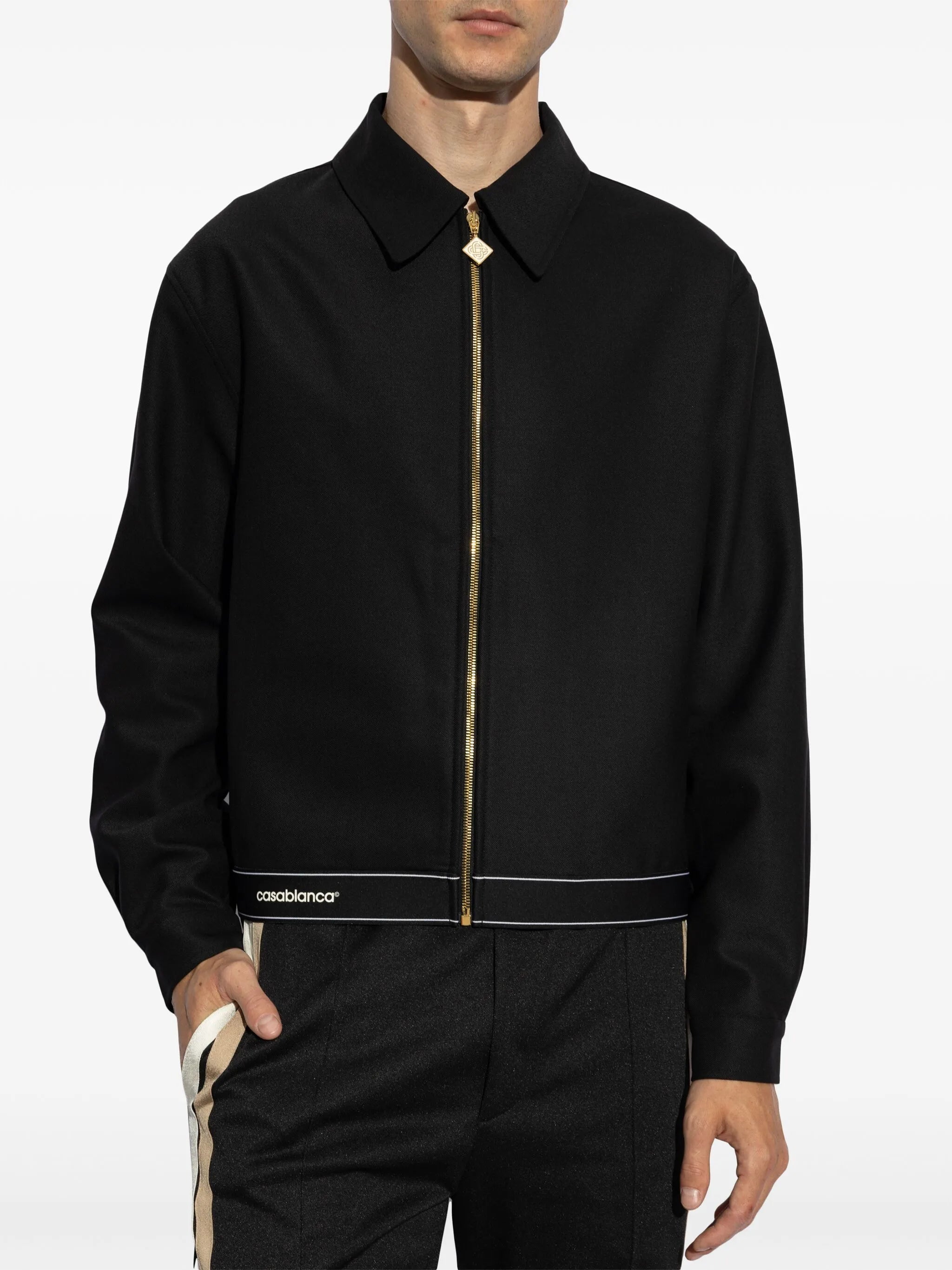 logo-print zipped bomber jacket