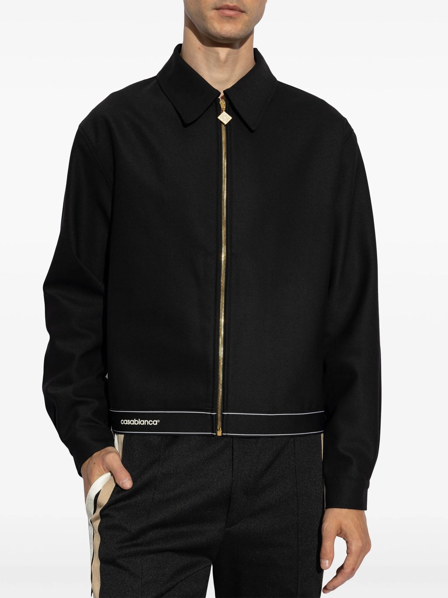 logo-print zipped bomber jacket