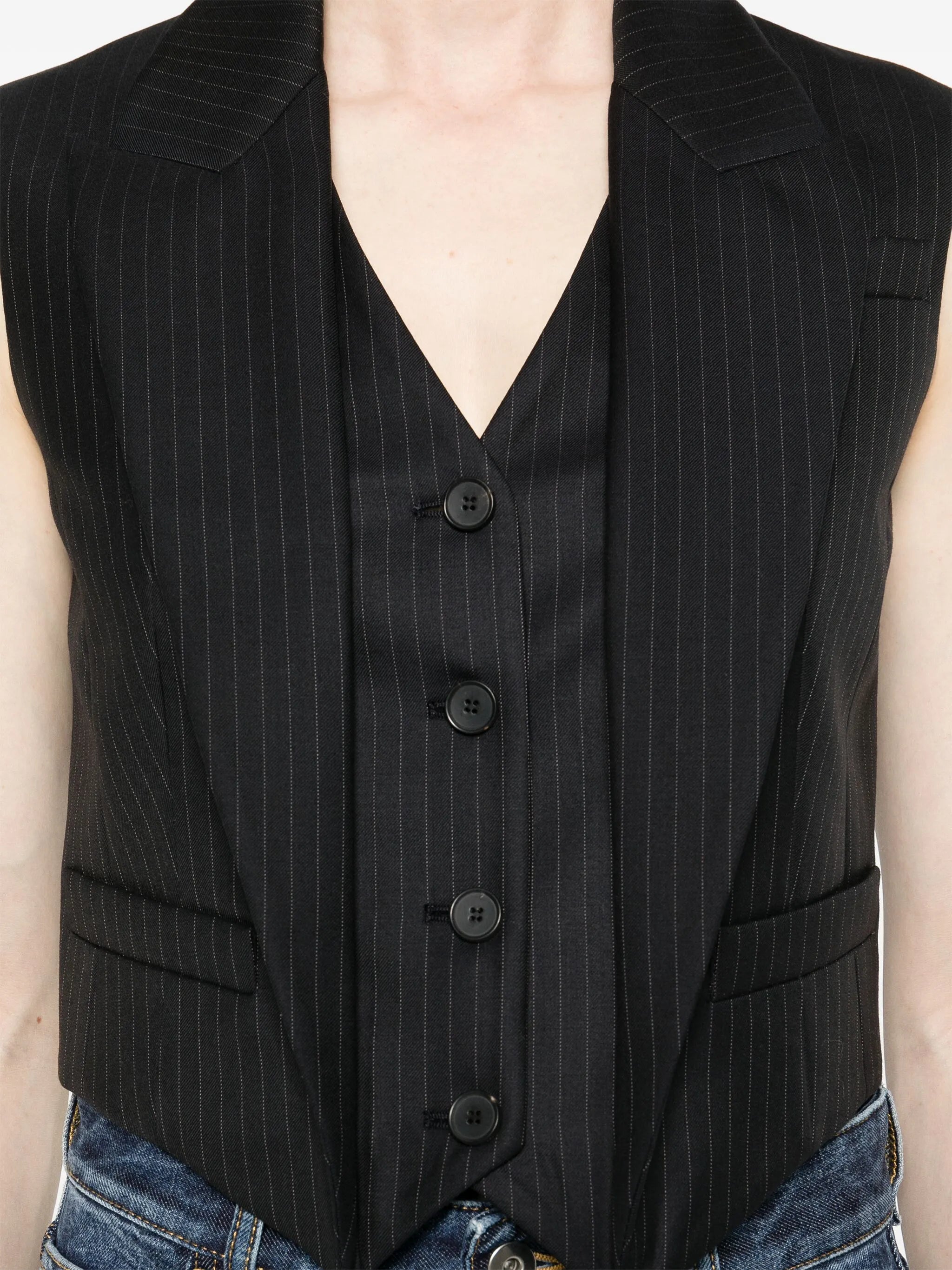 layered striped wool vest