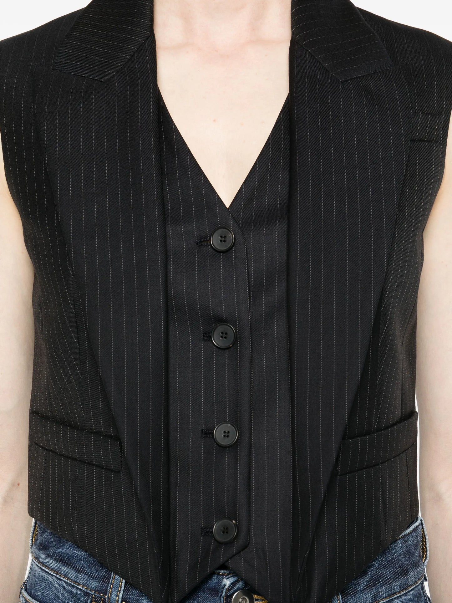 layered striped wool vest