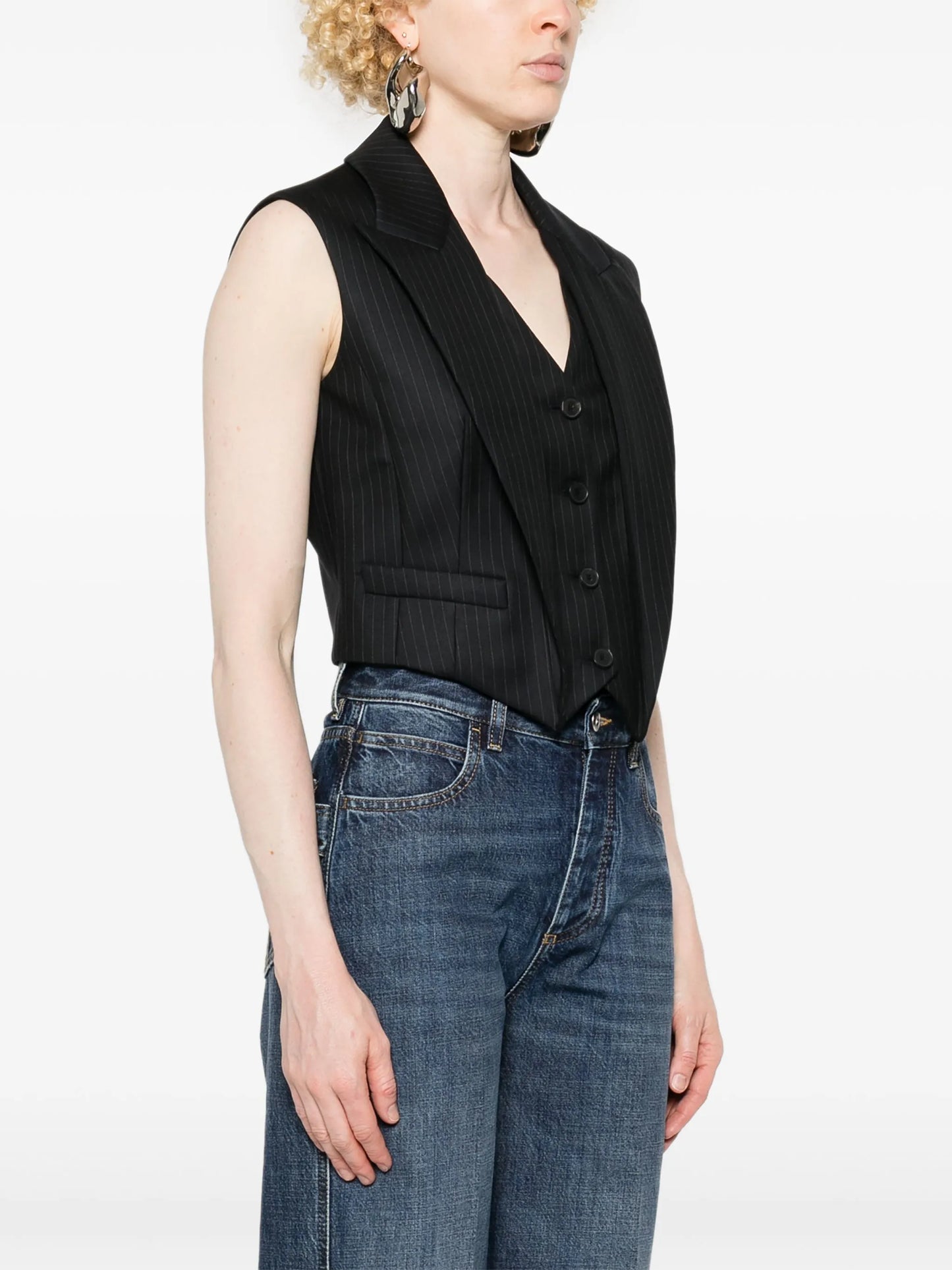 layered striped wool vest