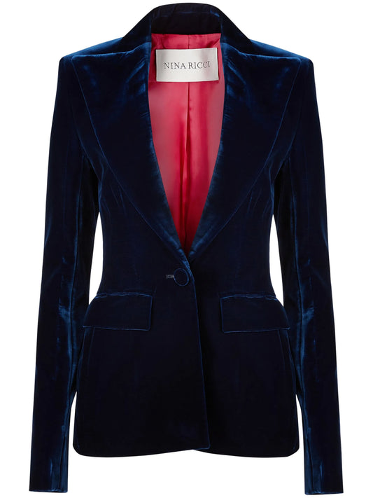 velvet single-breasted blazer