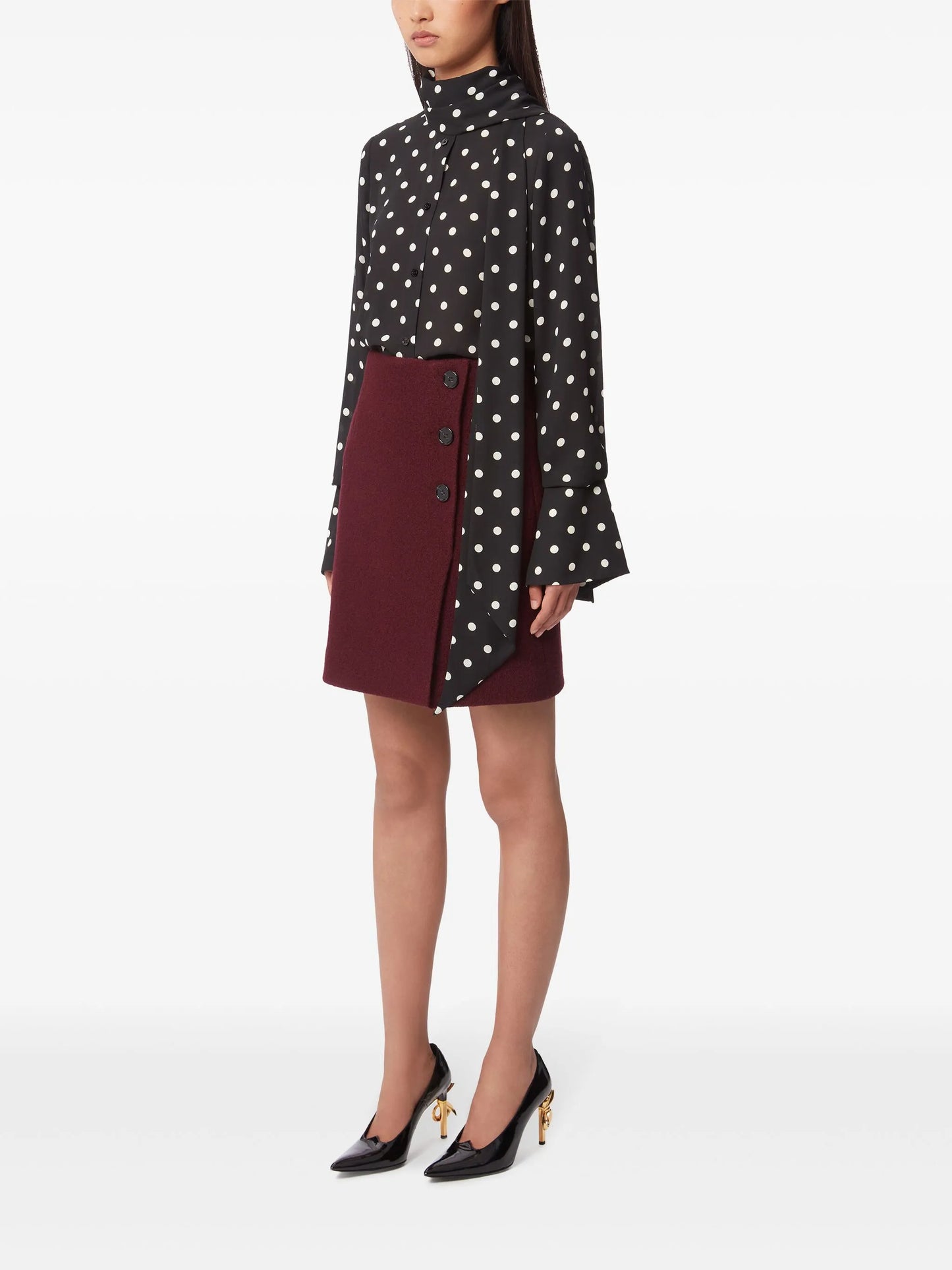 polka-dot pussy-bow shirt