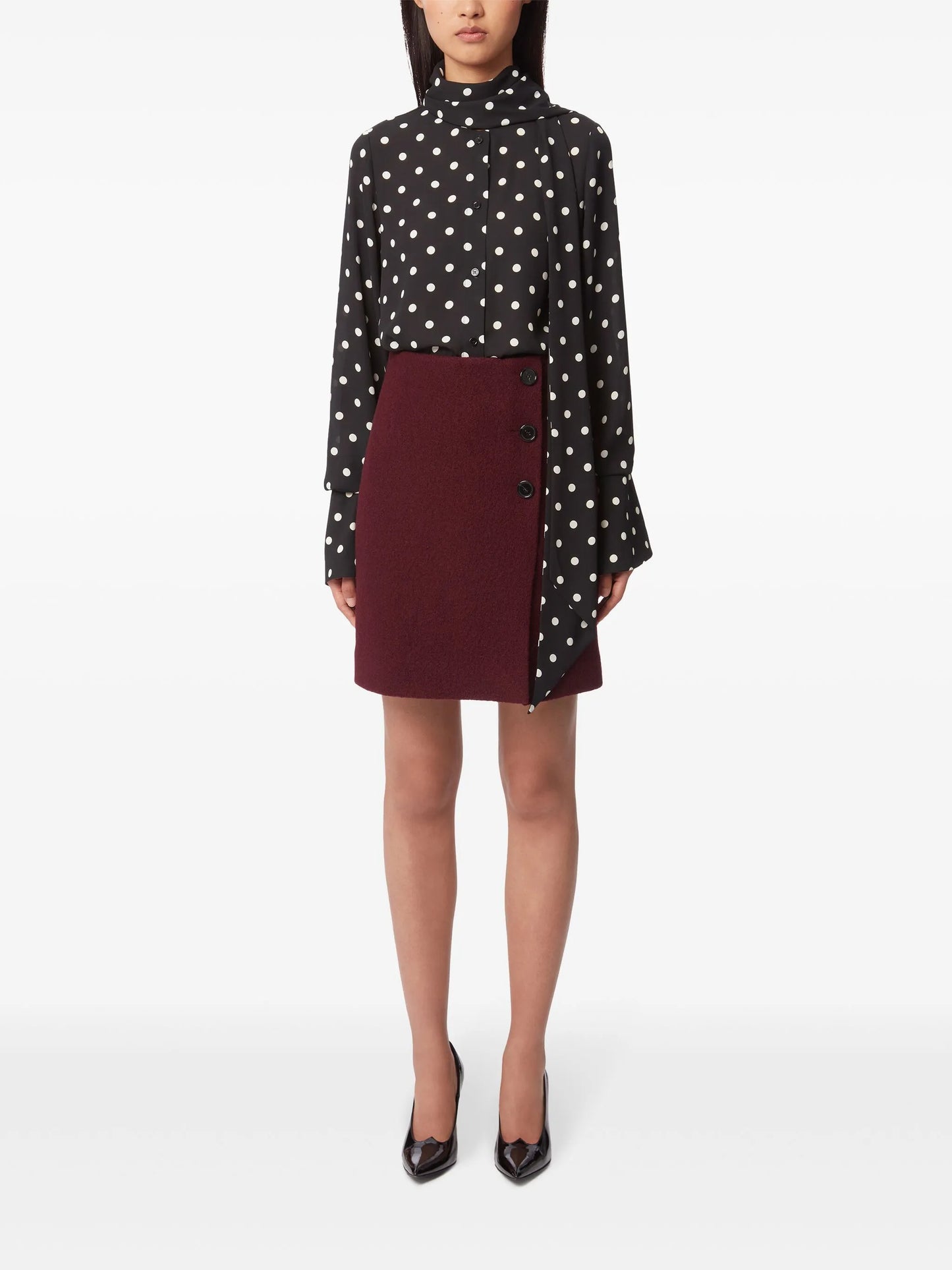 polka-dot pussy-bow shirt