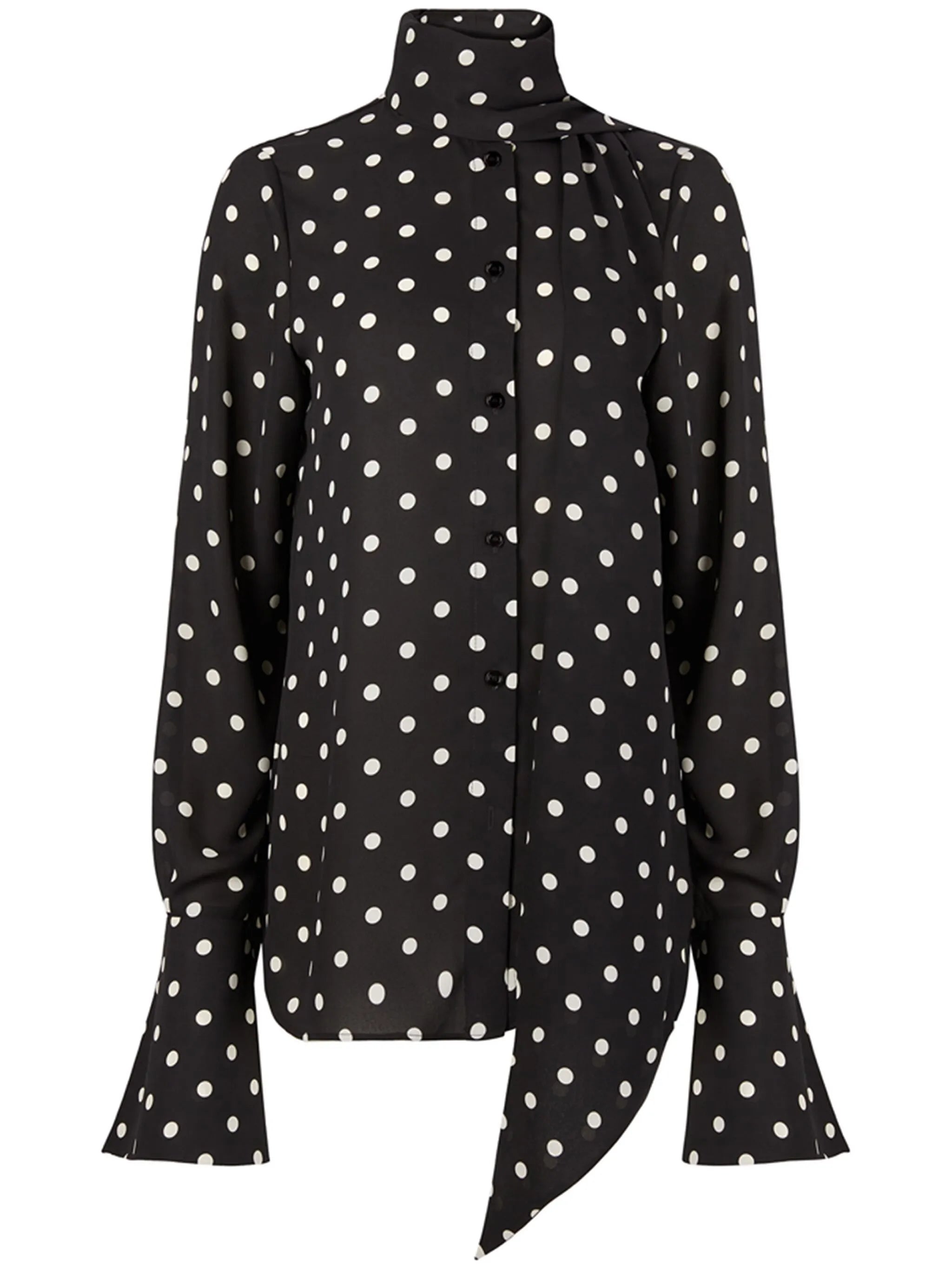 polka-dot pussy-bow shirt