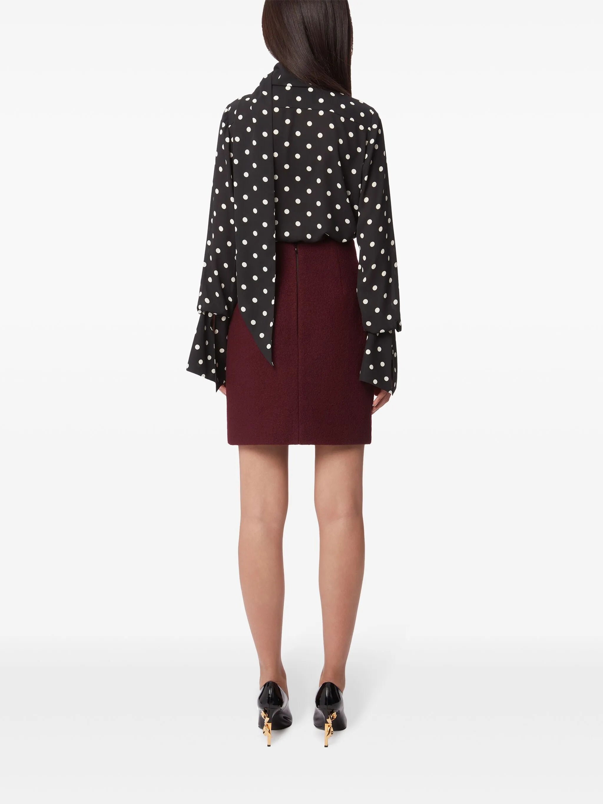 polka-dot pussy-bow shirt