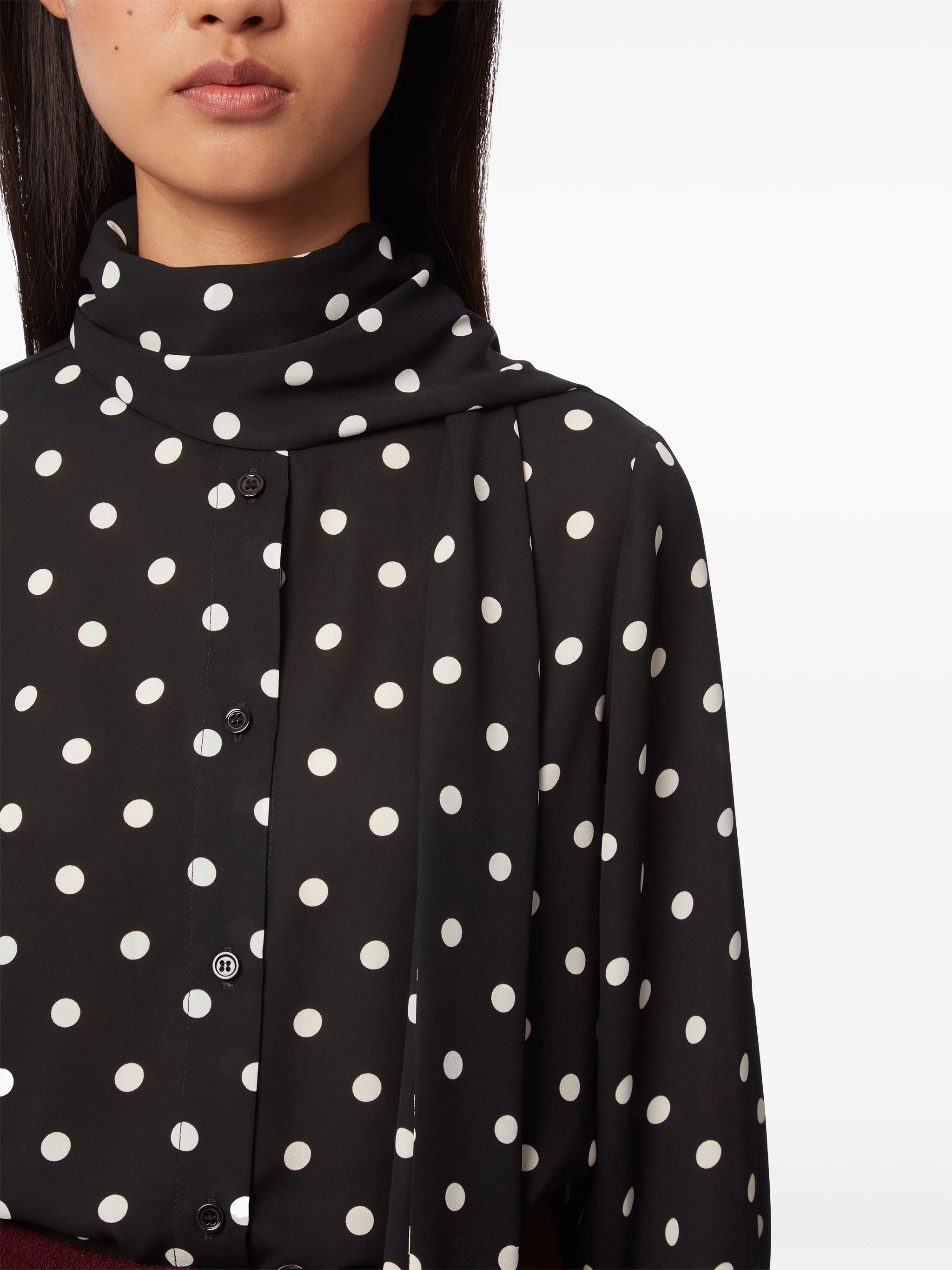 polka-dot pussy-bow shirt