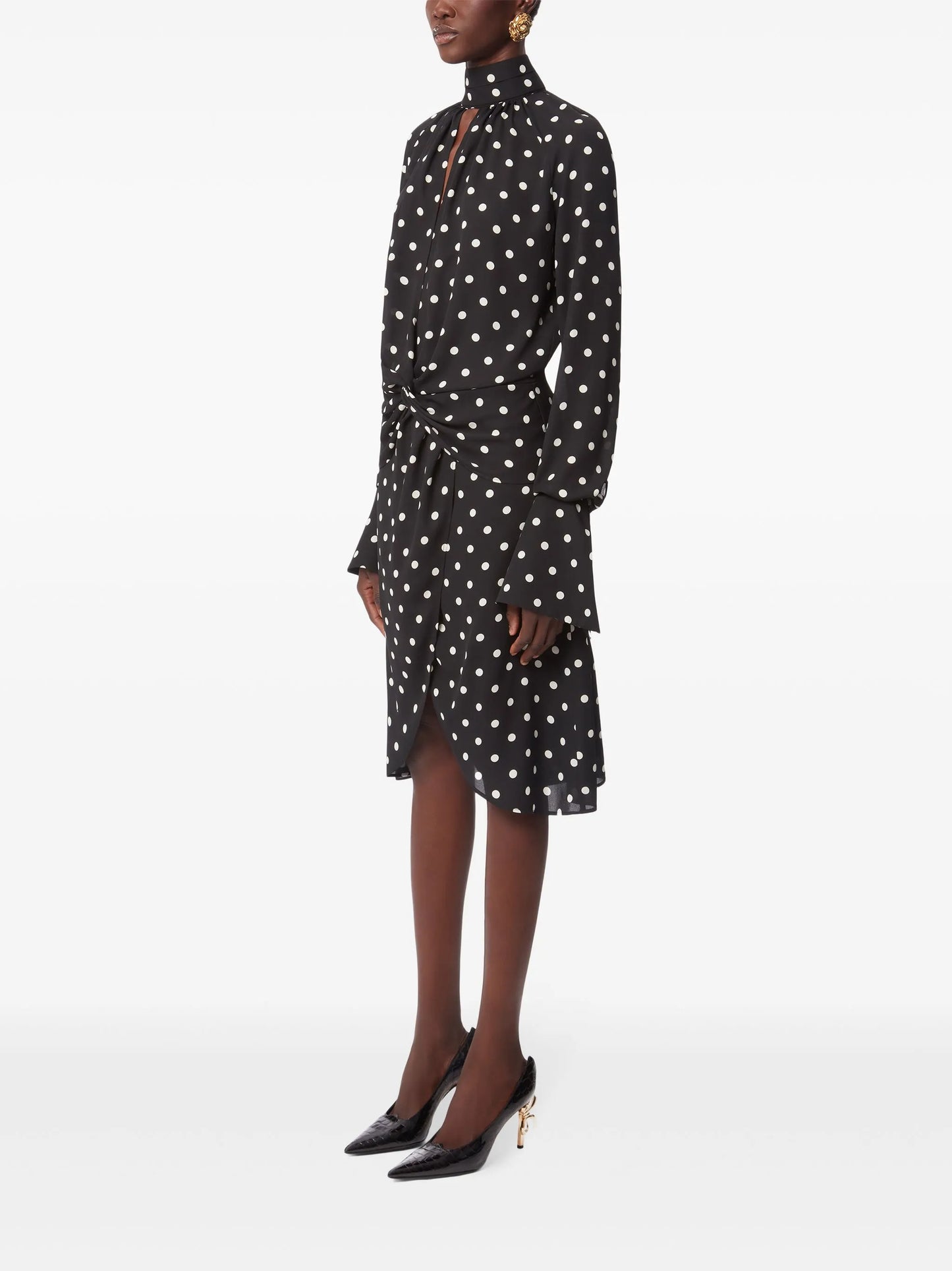 polka-dot print midi dress