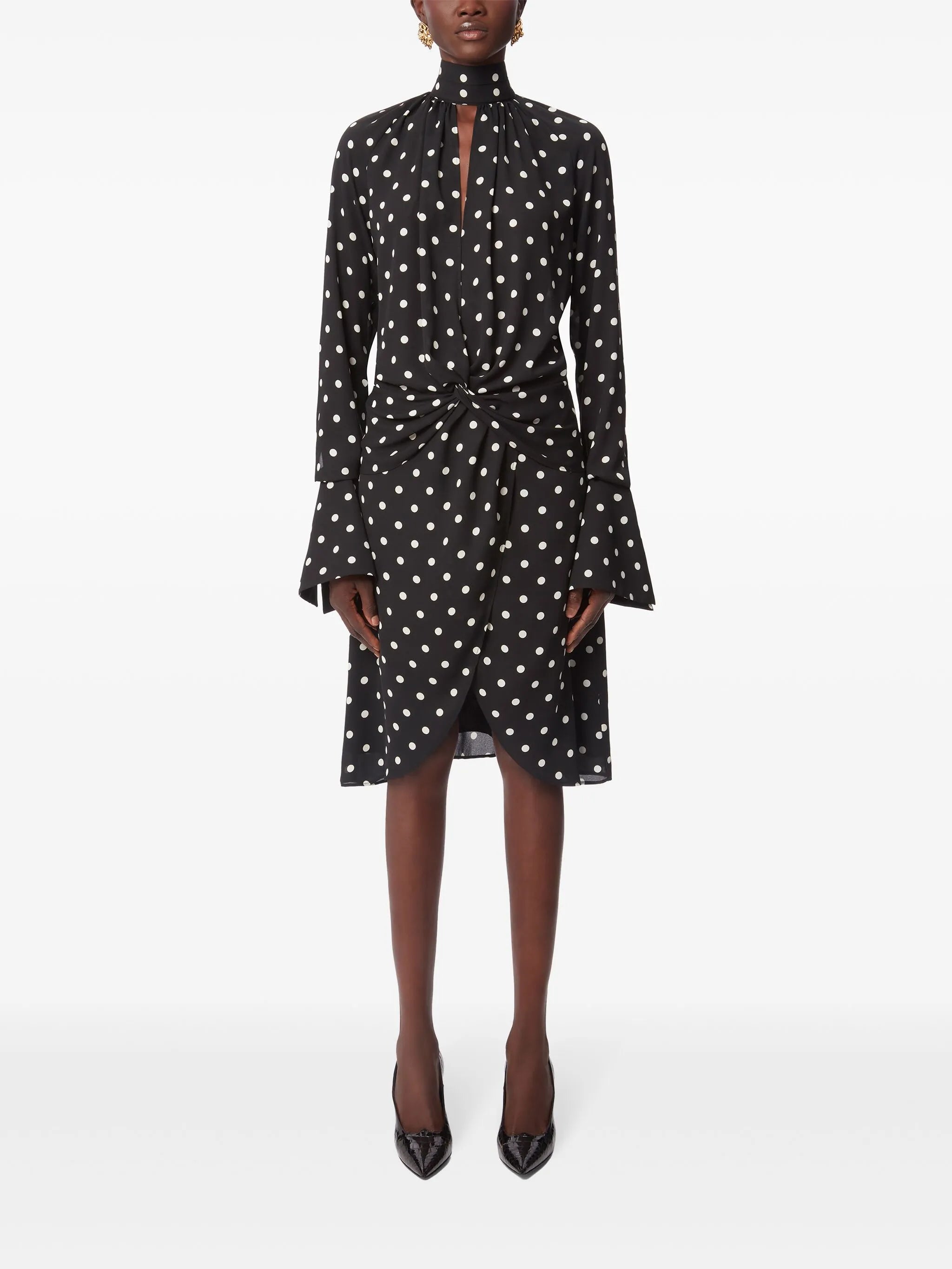 polka-dot print midi dress