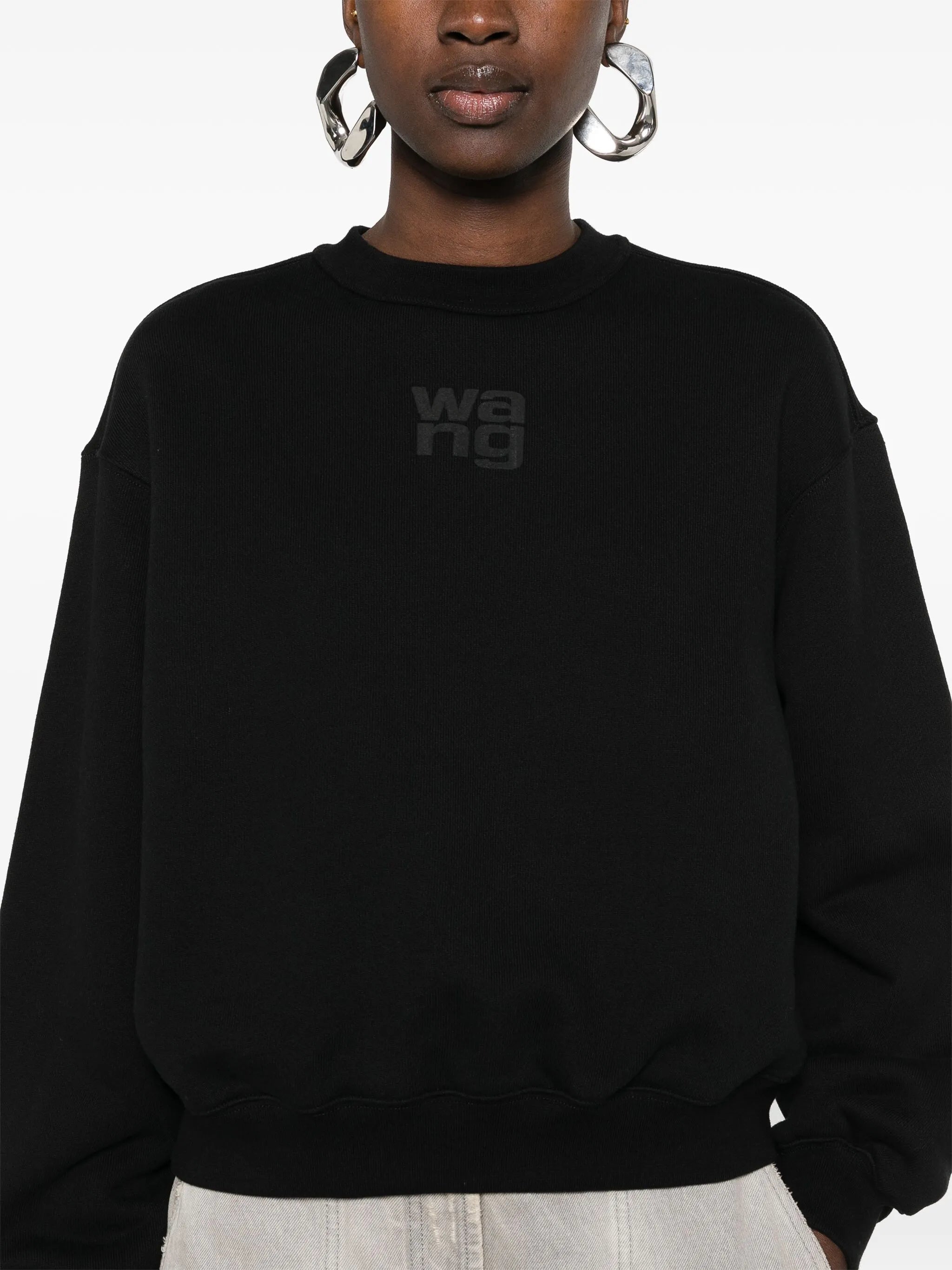 essential terry crew sweatshirt with puff paint logo