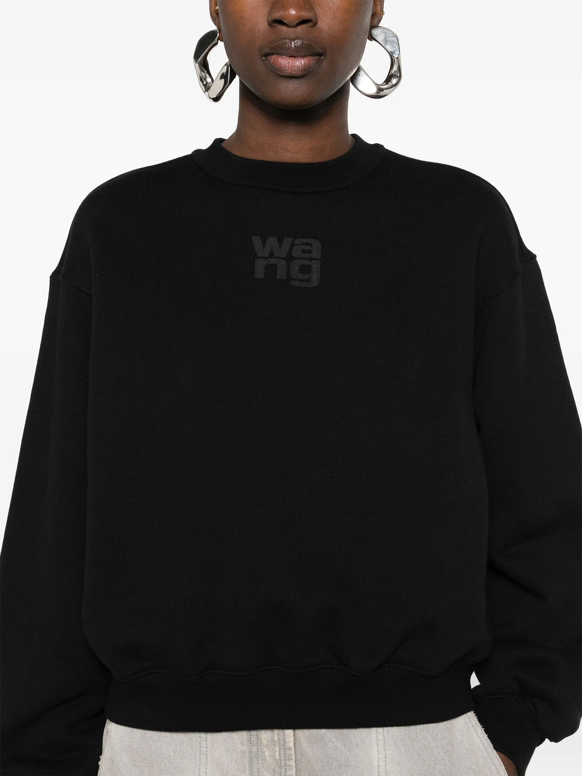 essential terry crew sweatshirt with puff paint logo