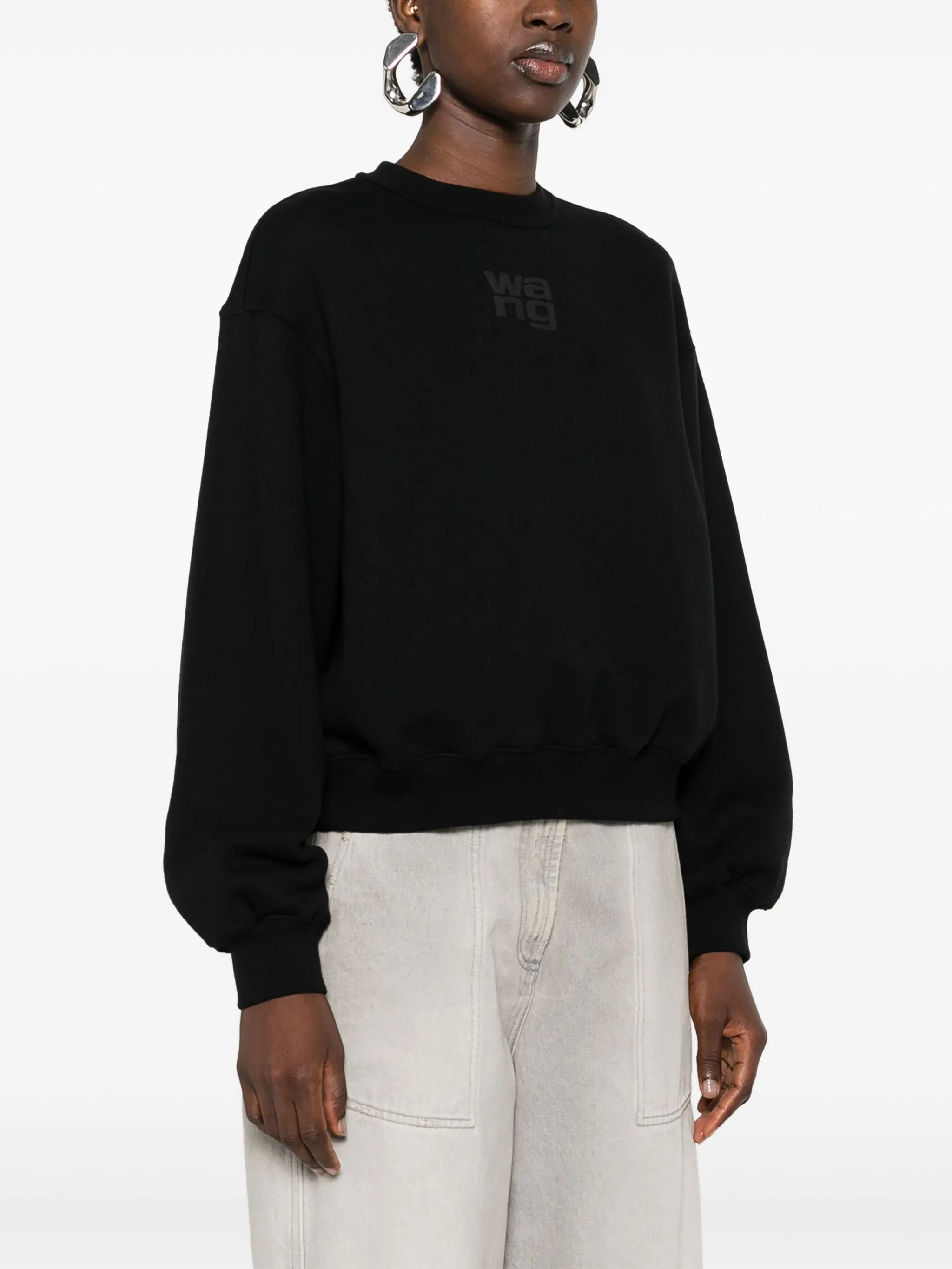 essential terry crew sweatshirt with puff paint logo
