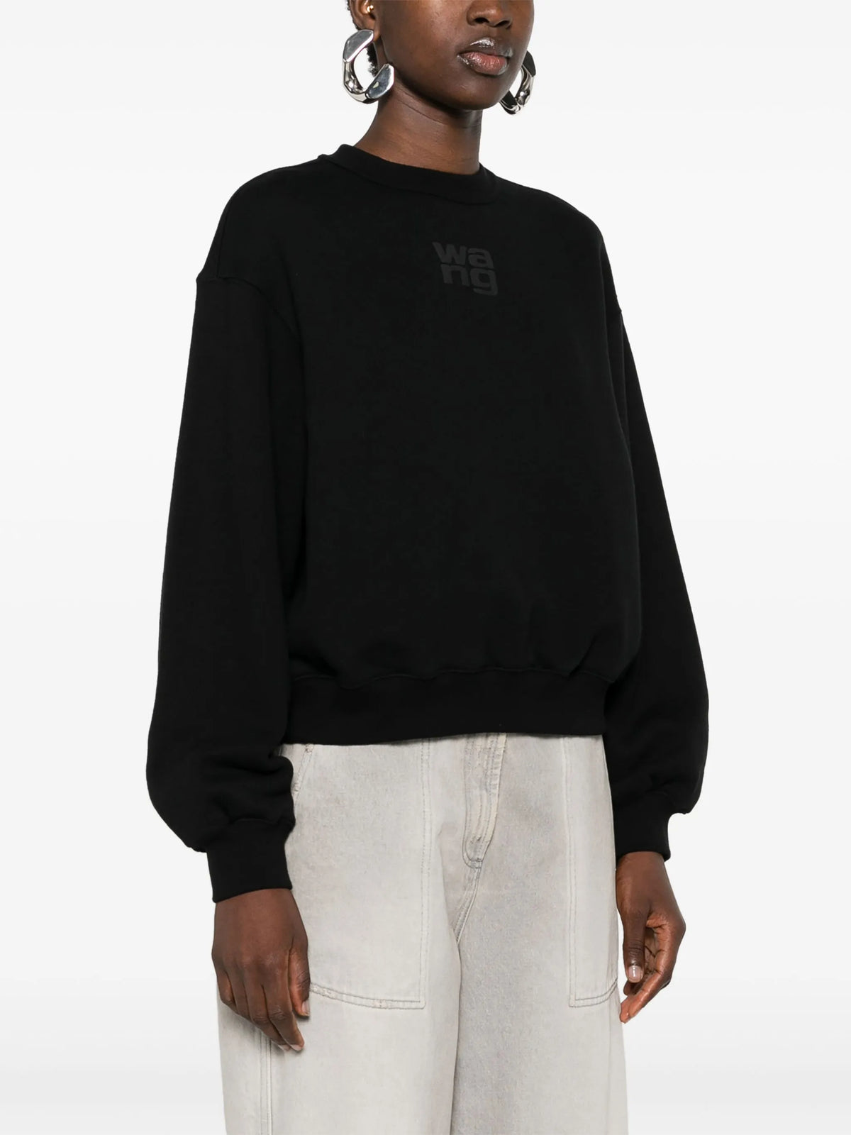 essential terry crew sweatshirt with puff paint logo