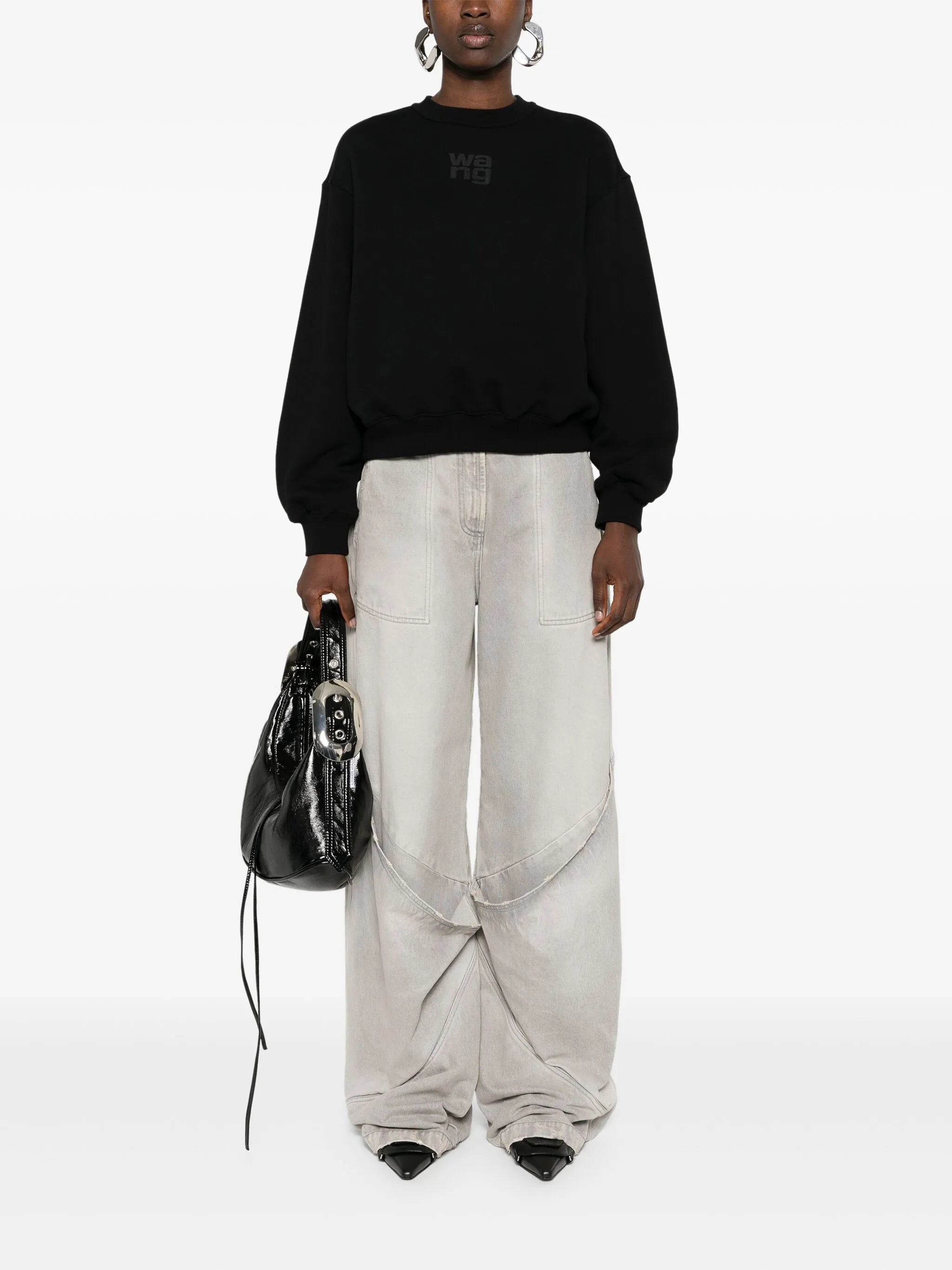 essential terry crew sweatshirt with puff paint logo