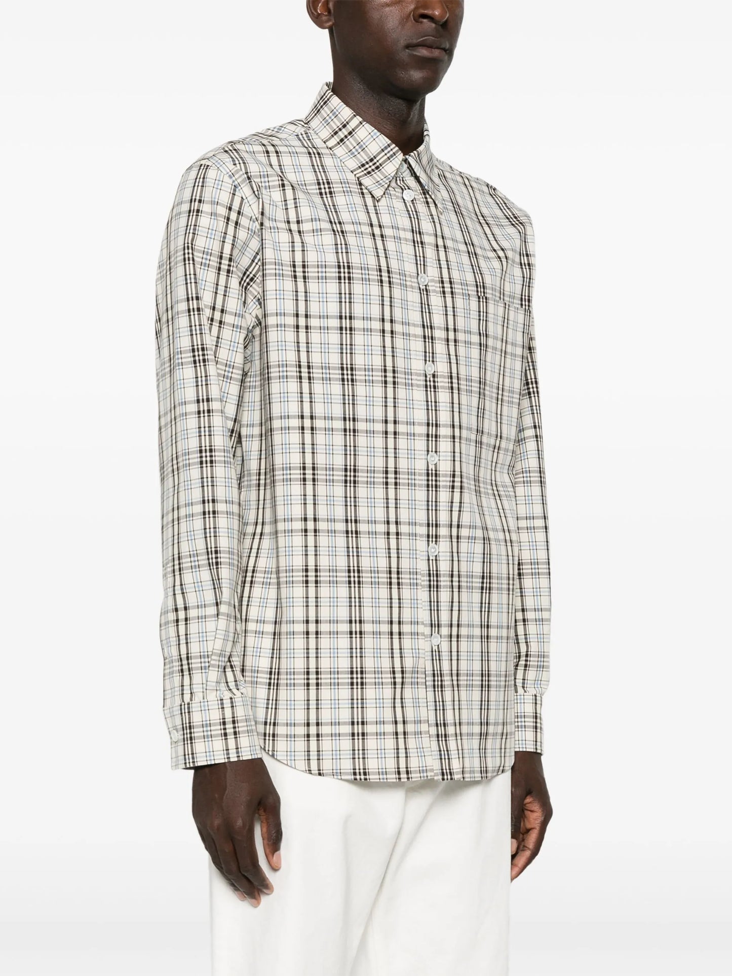 plaid-check cotton shirt