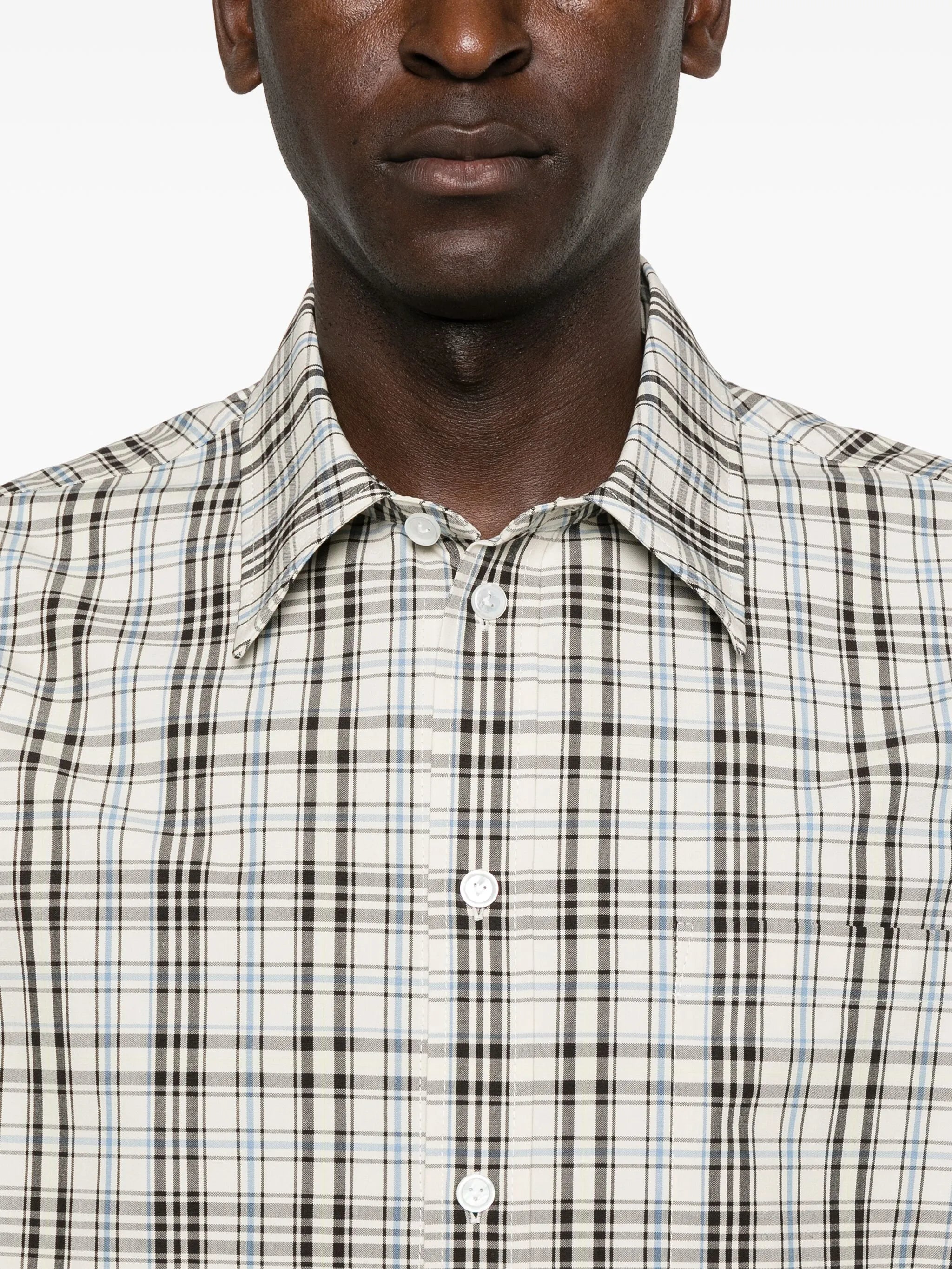 plaid-check cotton shirt