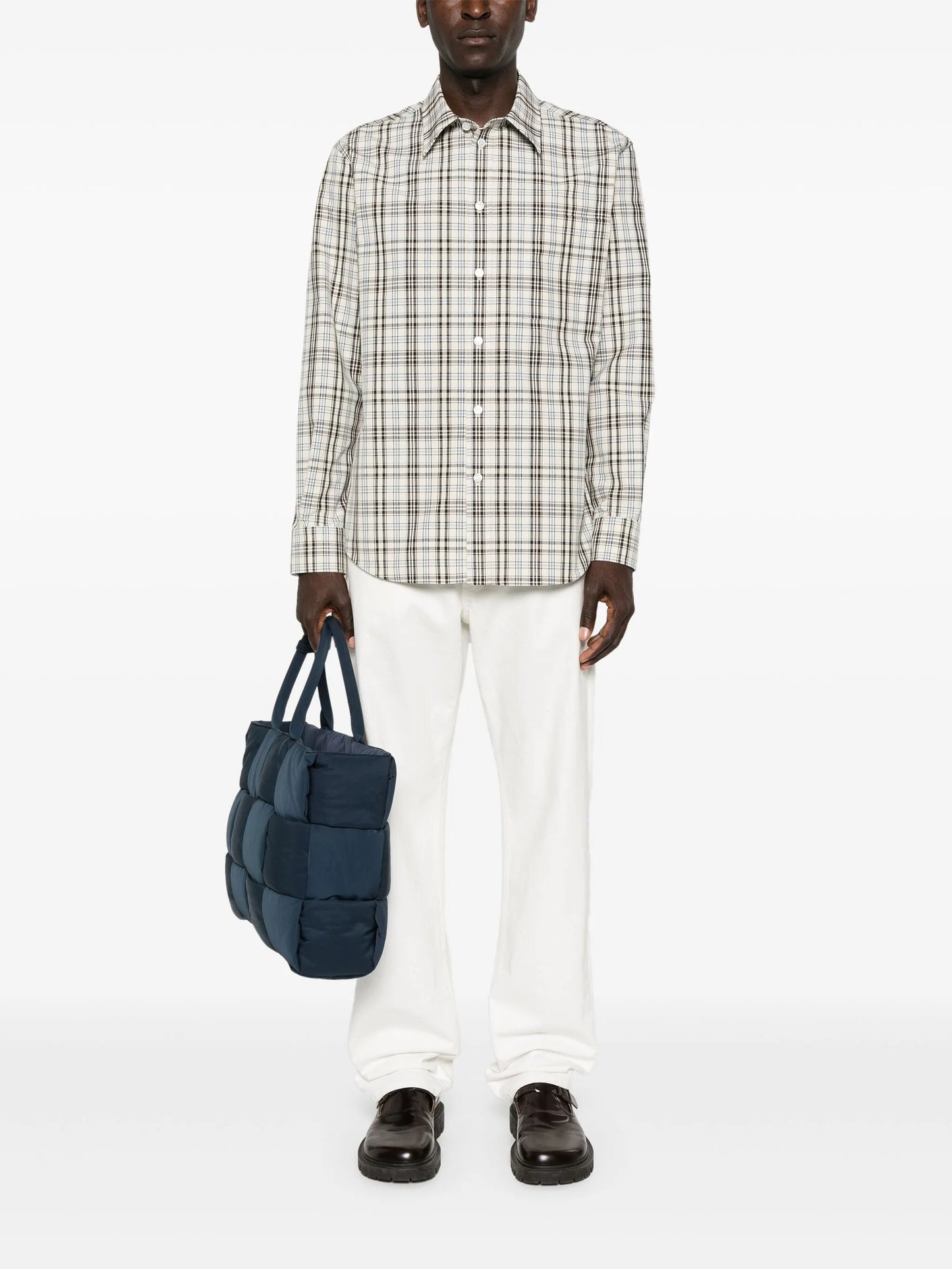 plaid-check cotton shirt