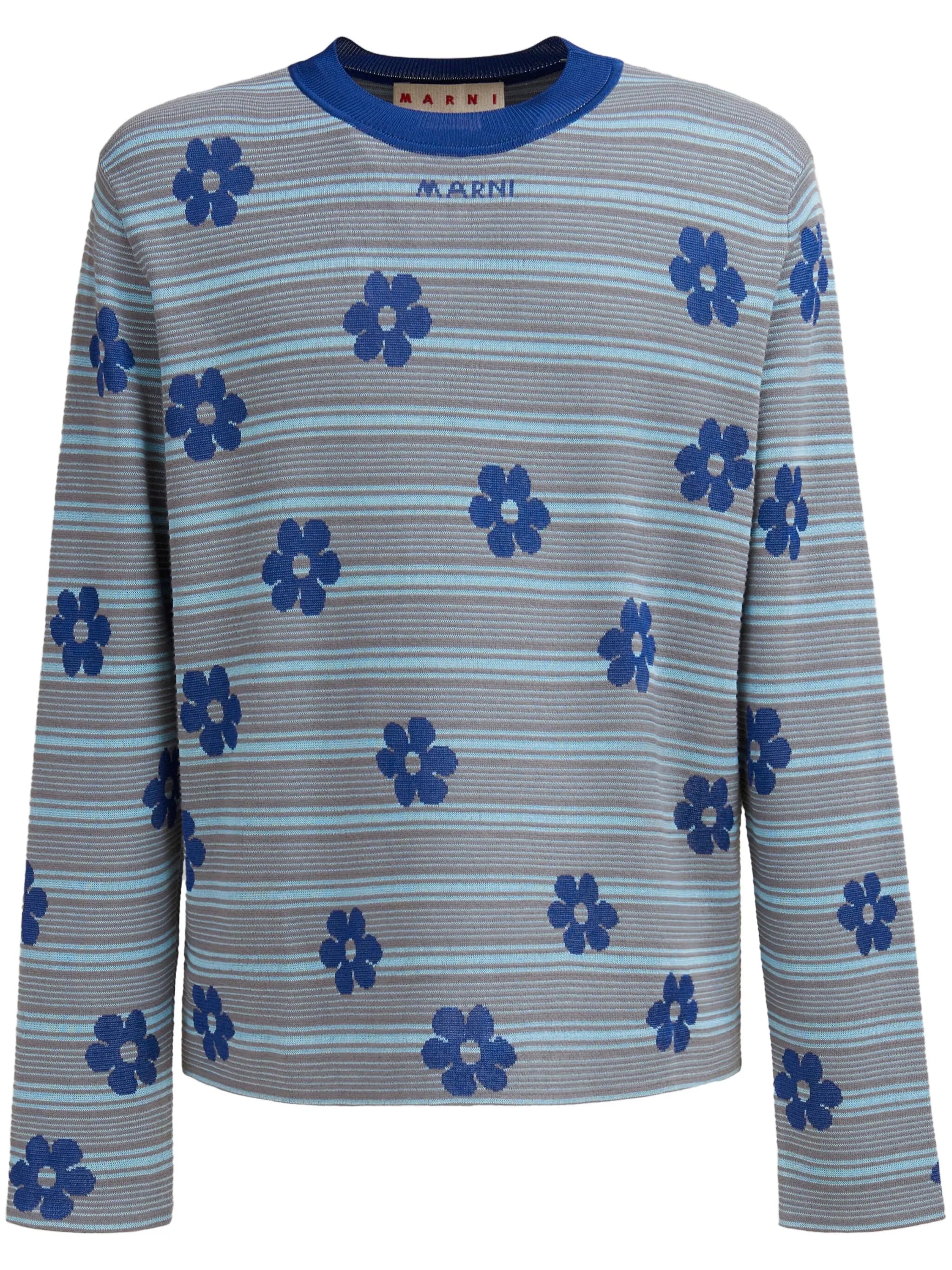 logo-intarsia striped knit top