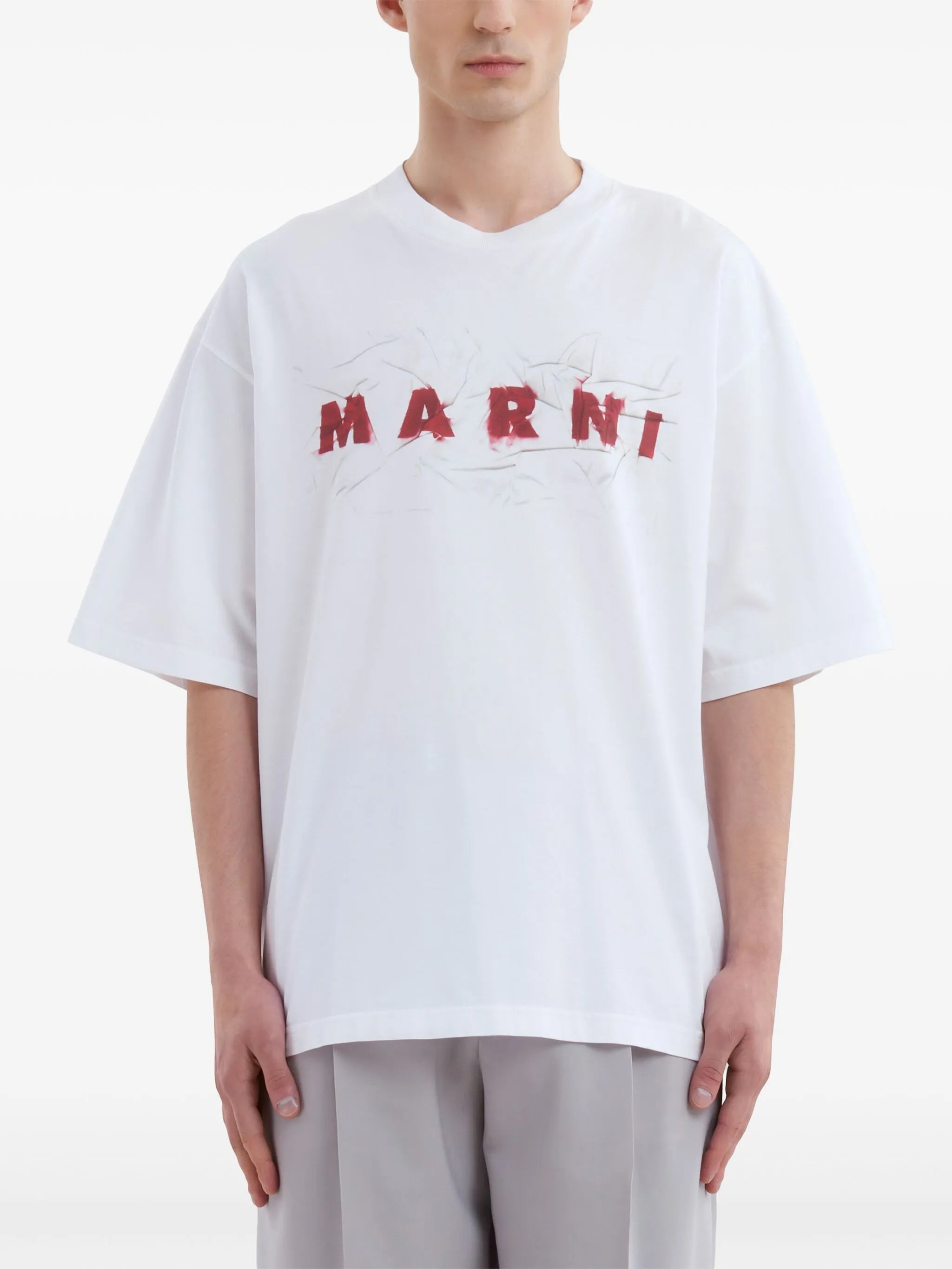 wrinkled-logo short-sleeve T-shirt