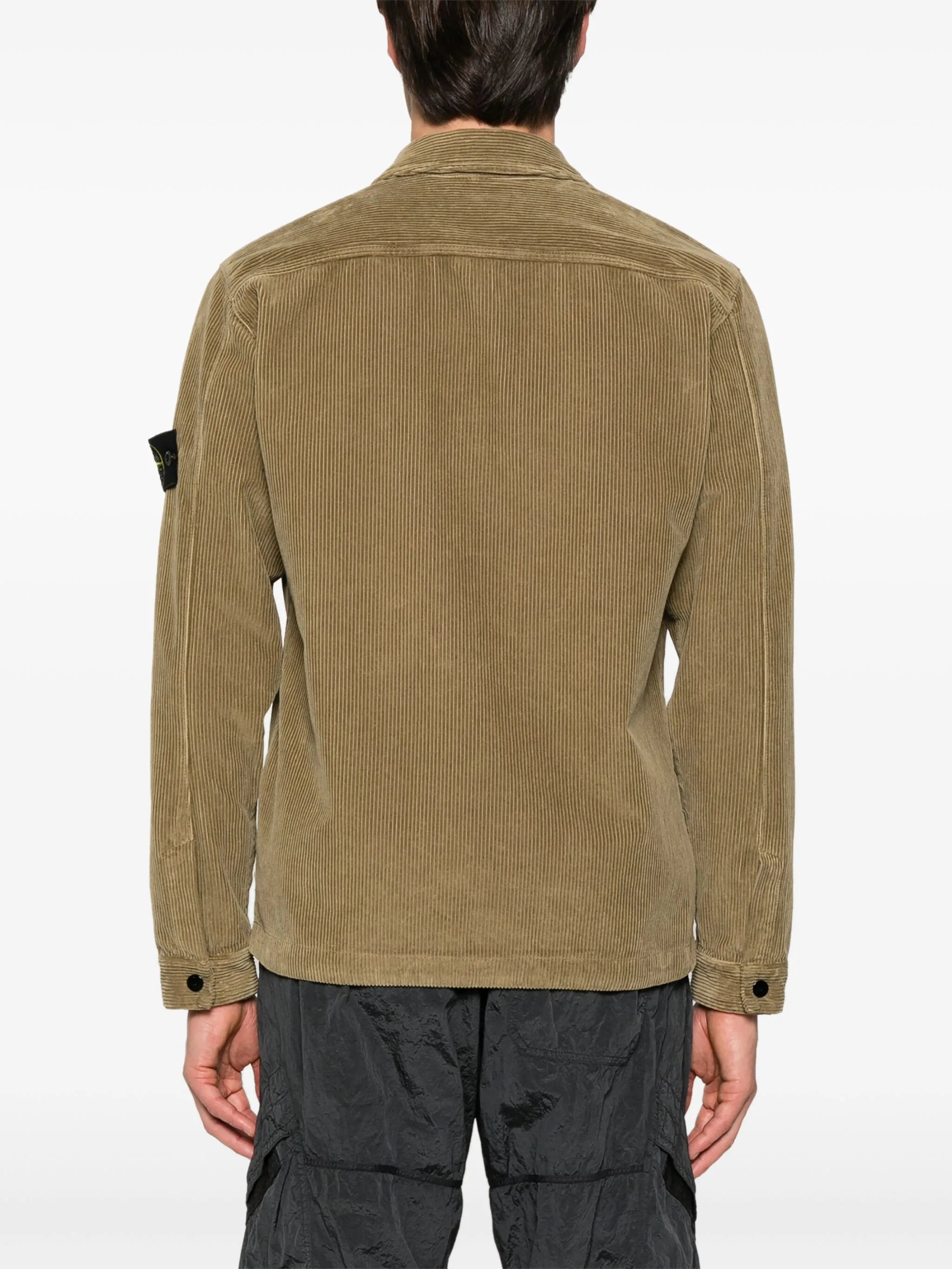 Compass-motif corduroy shirt jacket