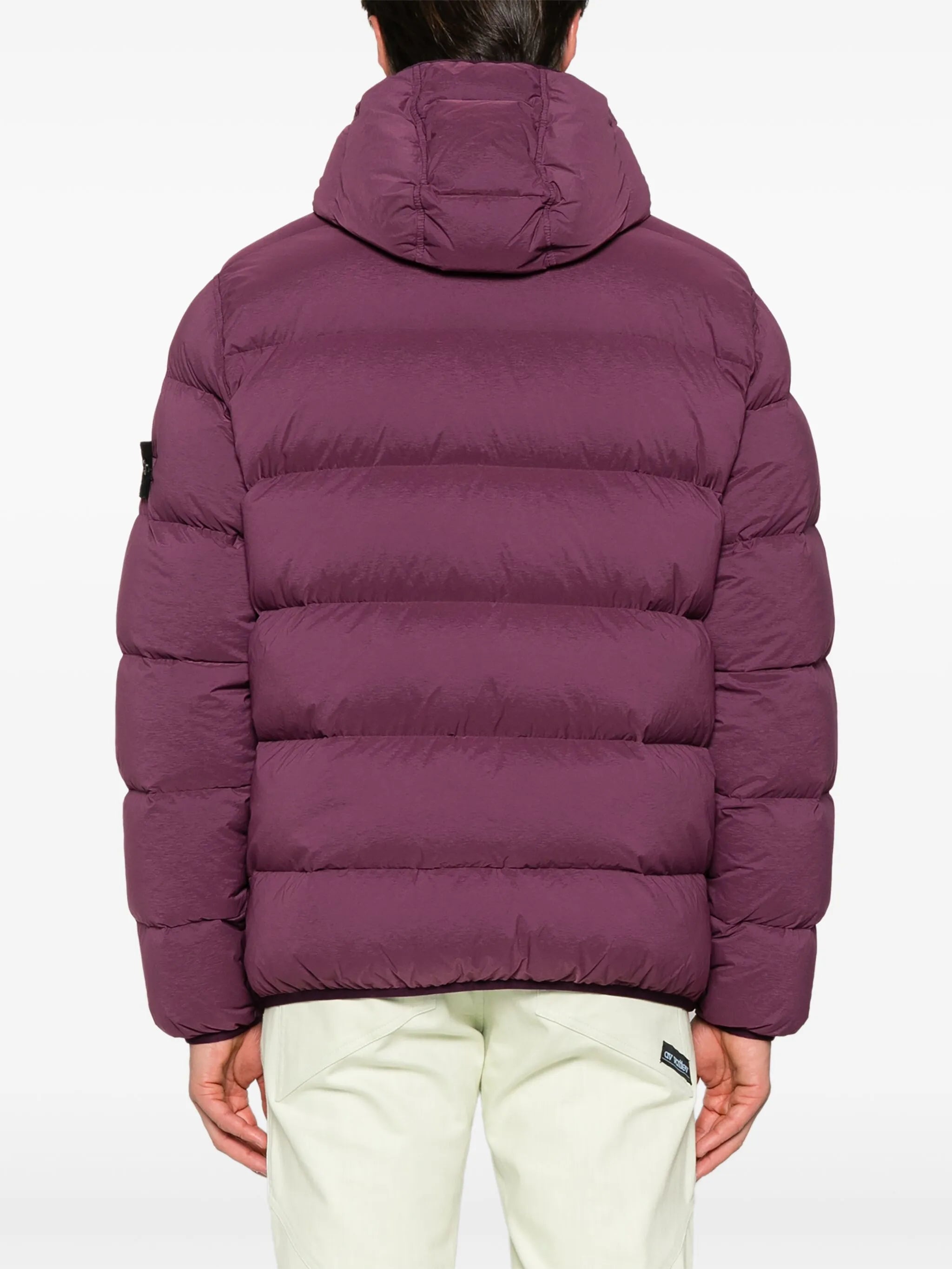 Compass-badge hooded padded jacket