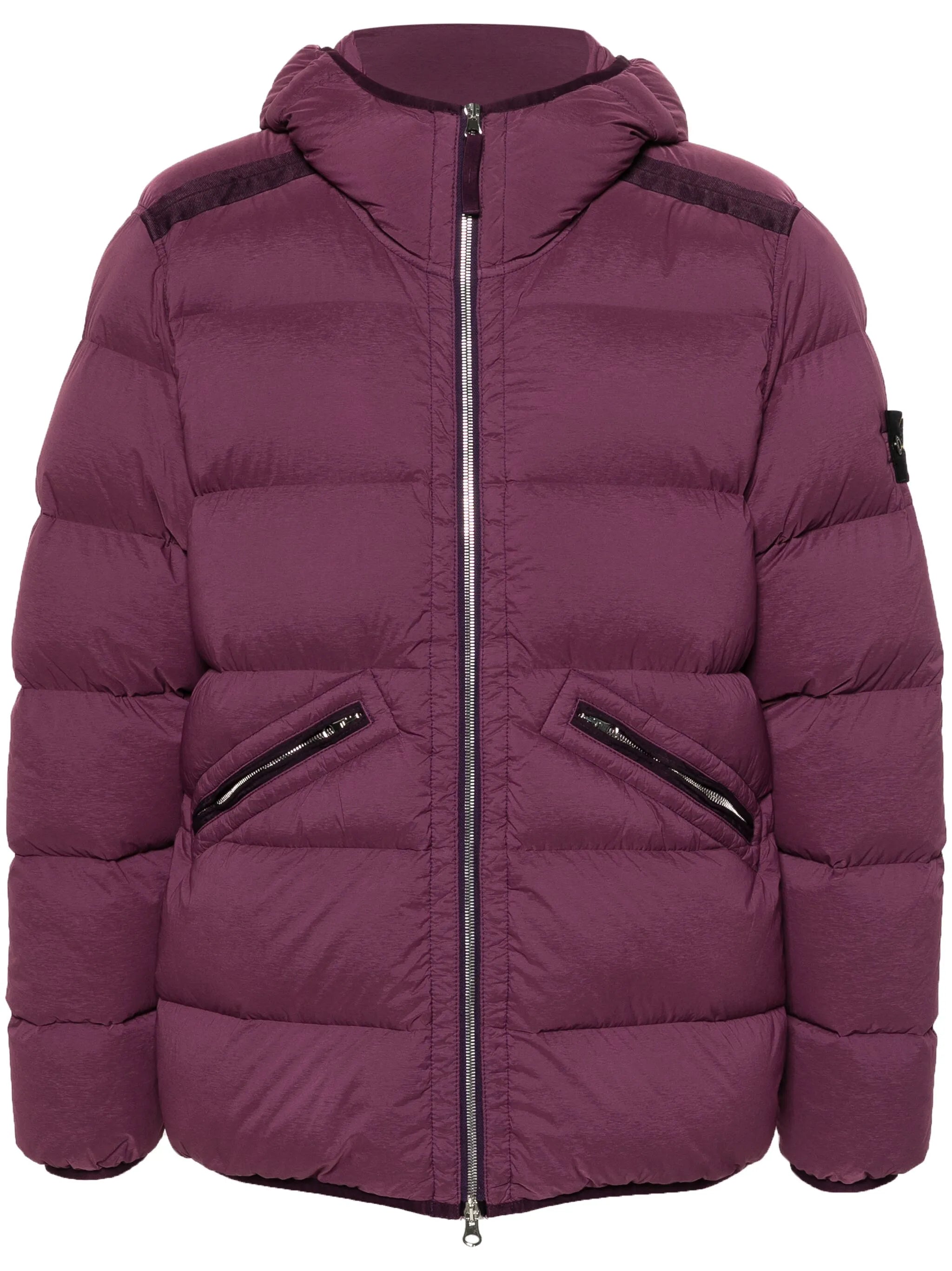 Compass-badge hooded padded jacket