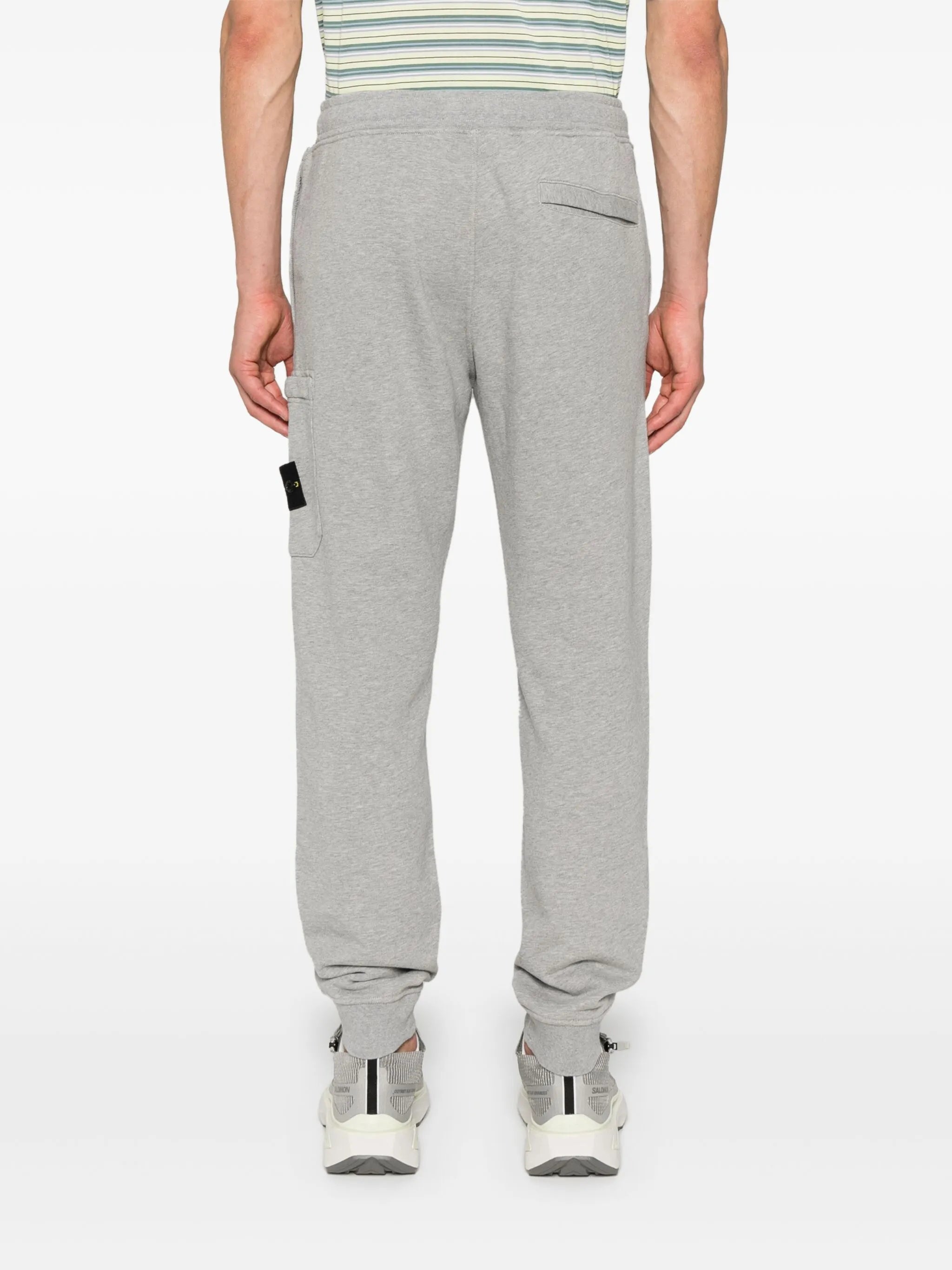 Compass-badge mélange tapered trousers