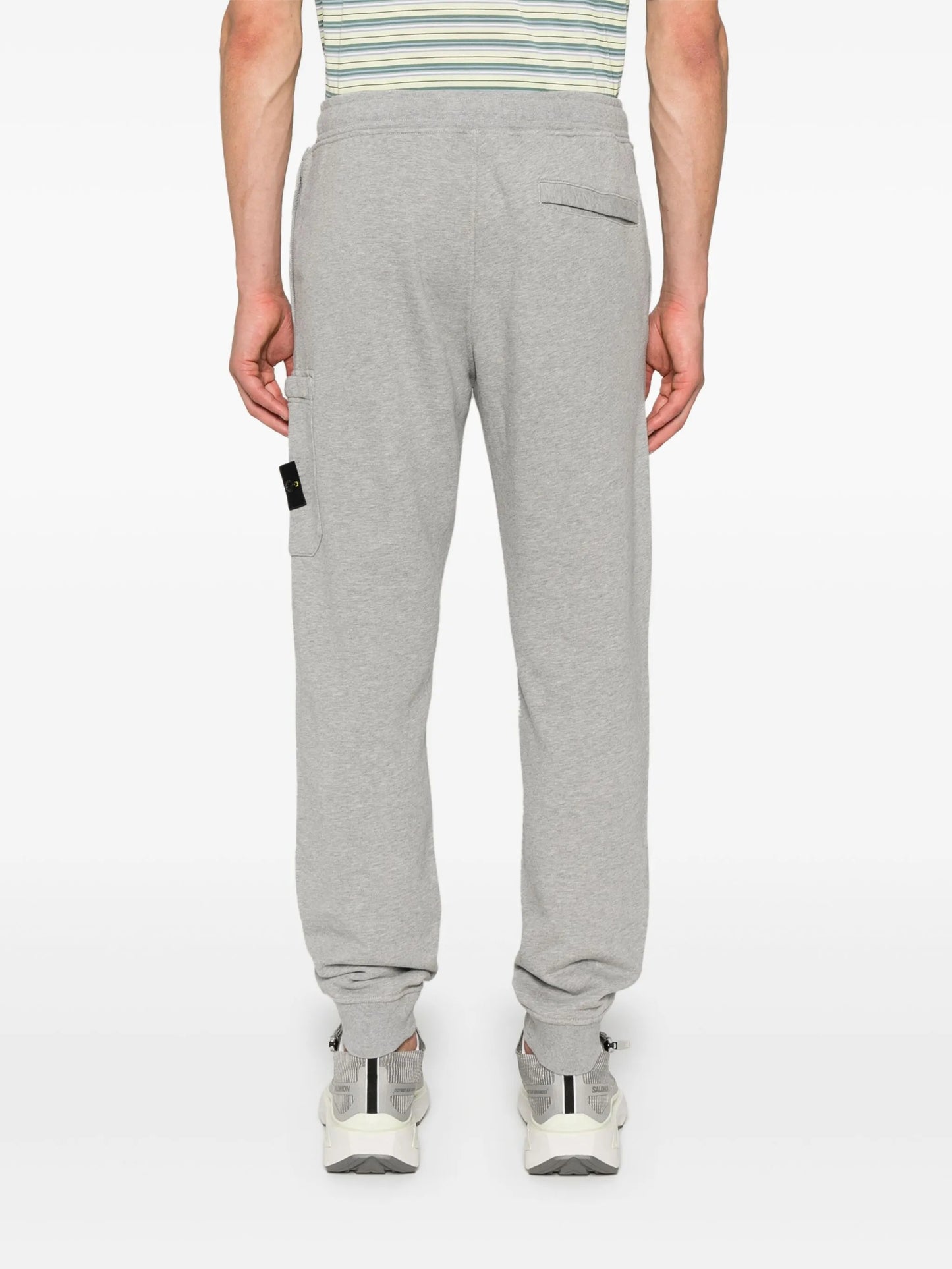 Compass-badge mélange tapered trousers