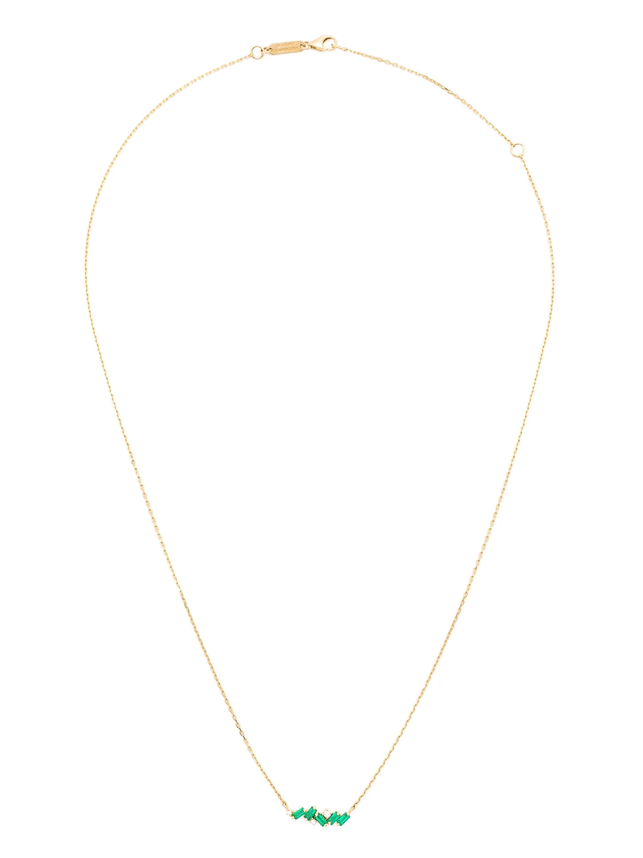 18kt yellow gold emerald and diamond necklace