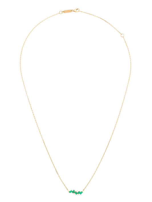 18kt yellow gold emerald and diamond necklace