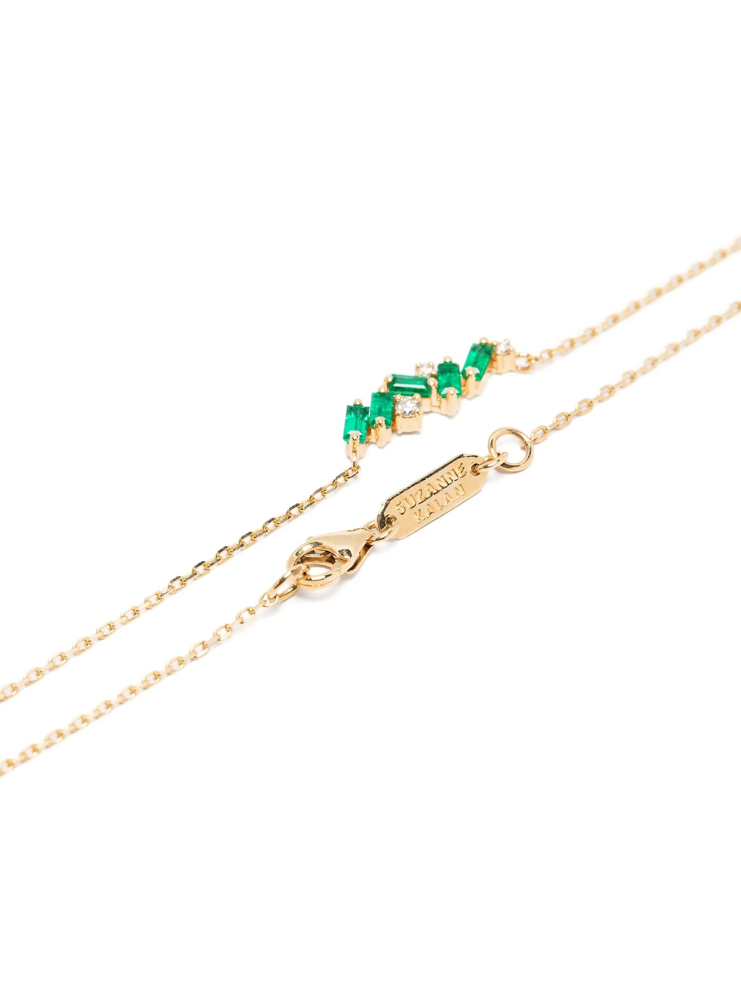 18kt yellow gold emerald and diamond necklace