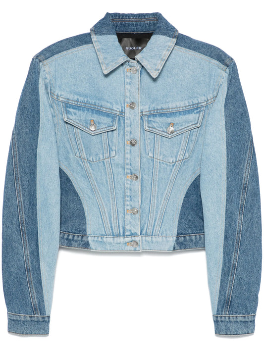 colour-block denim jacket