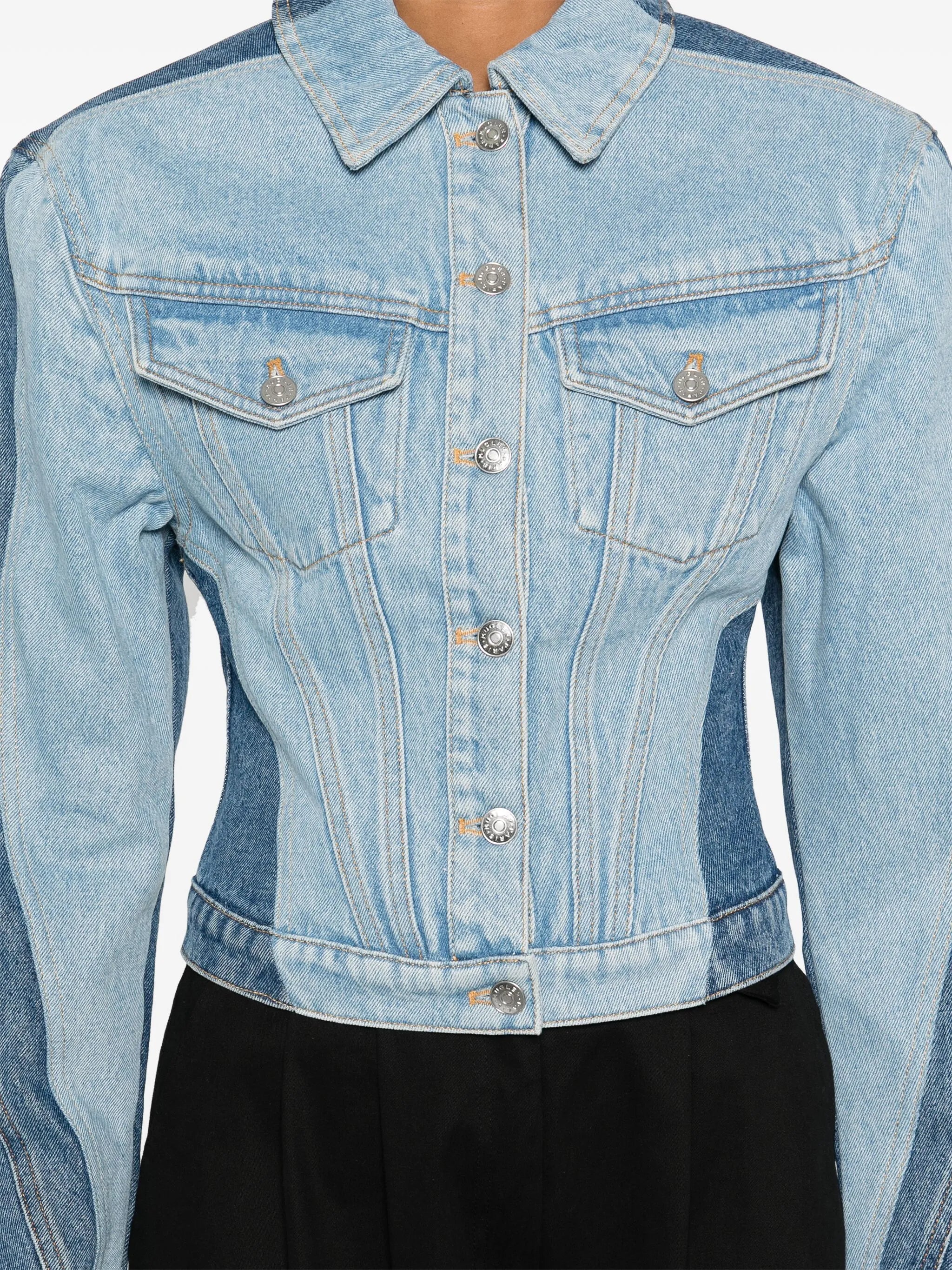 colour-block denim jacket