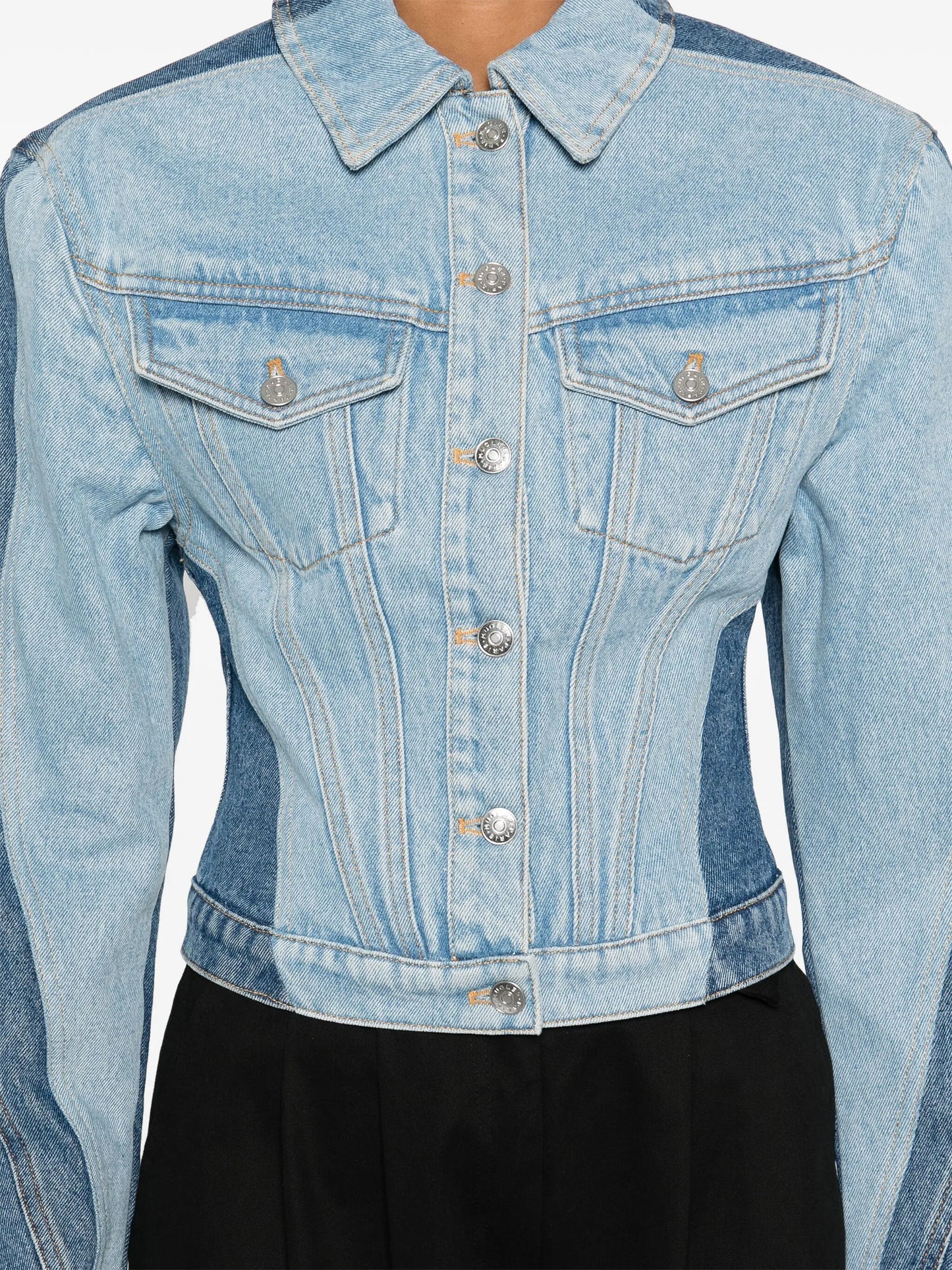 colour-block denim jacket