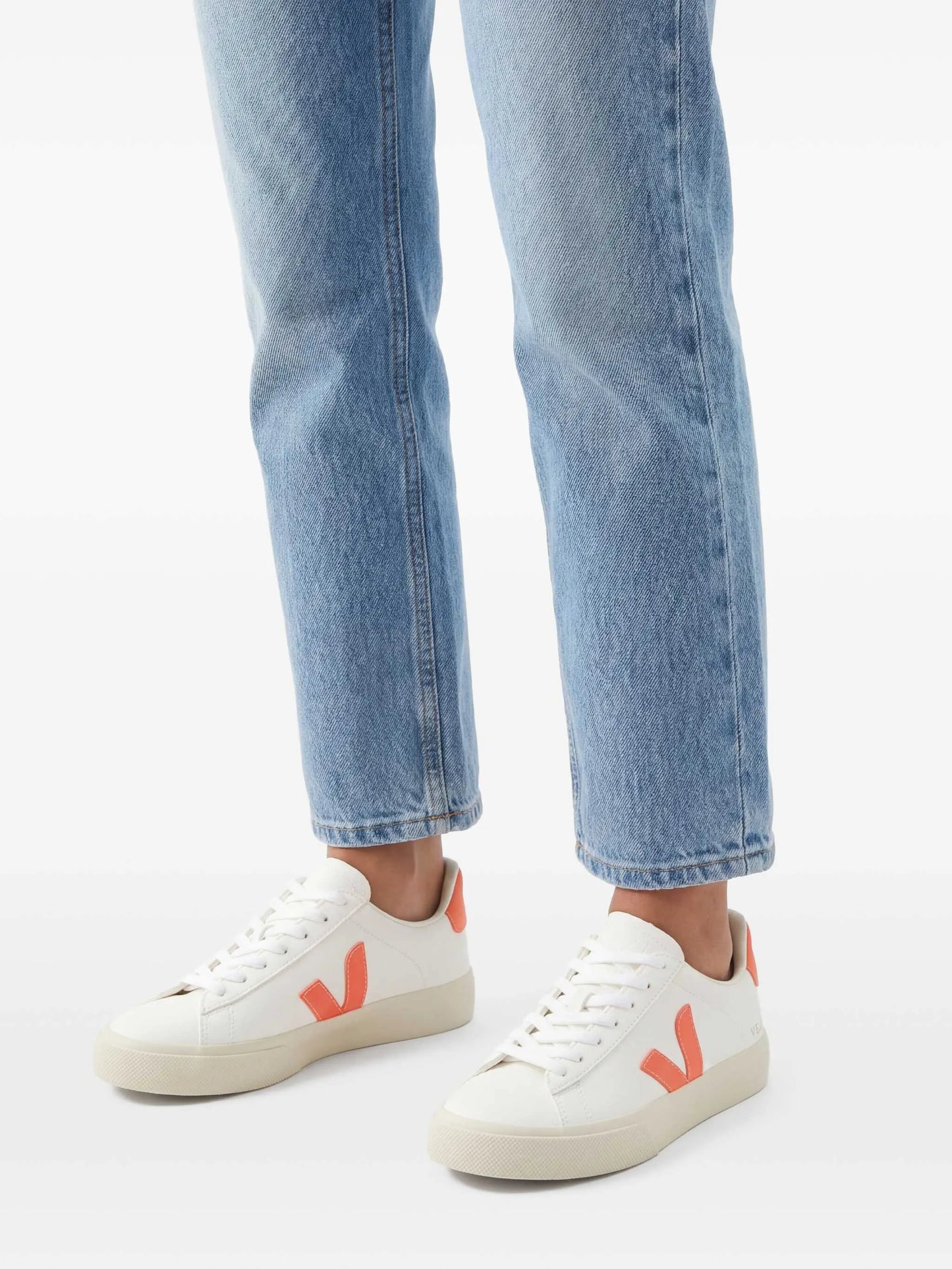 Campo leather white orange fluo sneakers