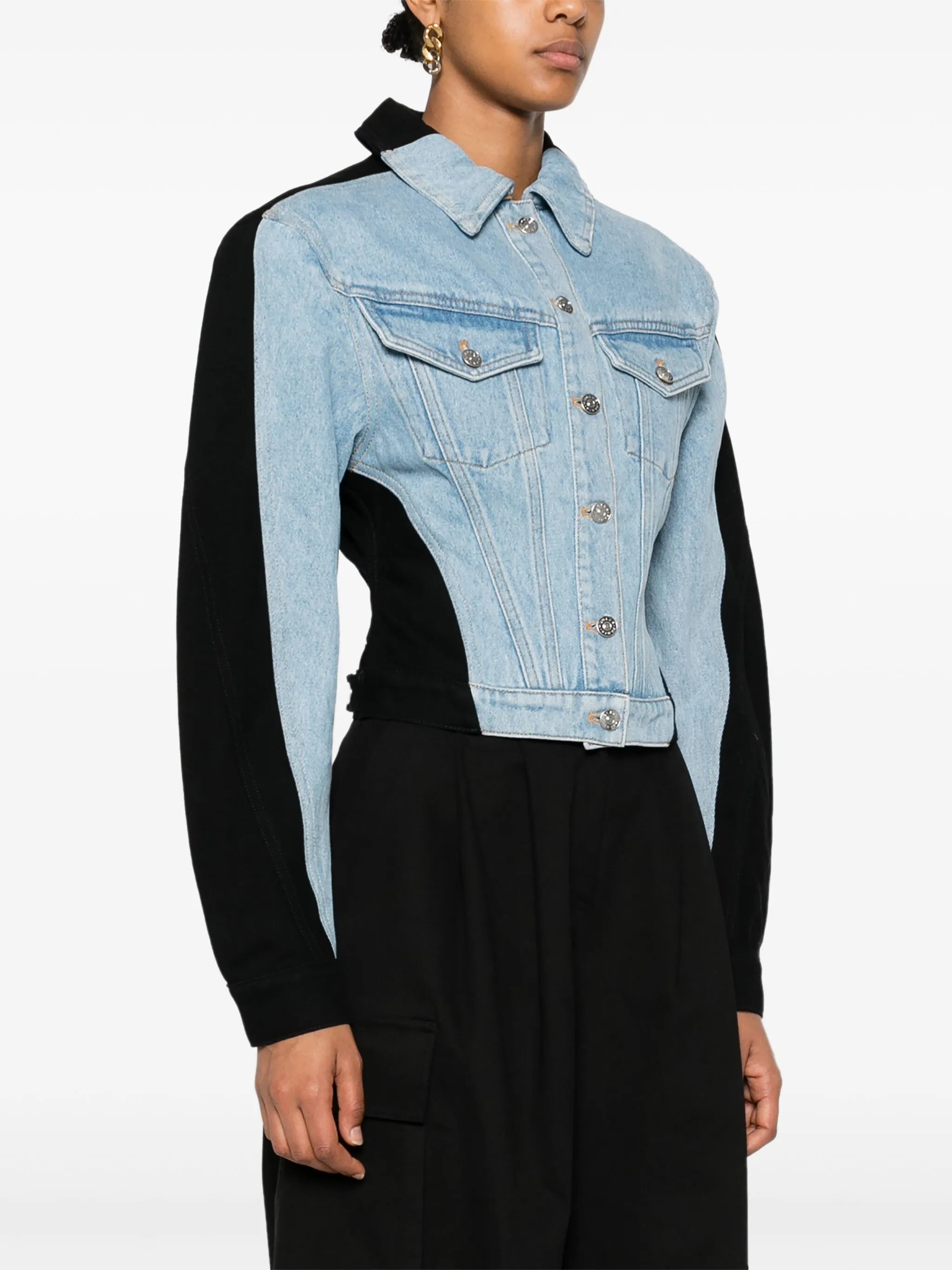 colour-block denim jacket