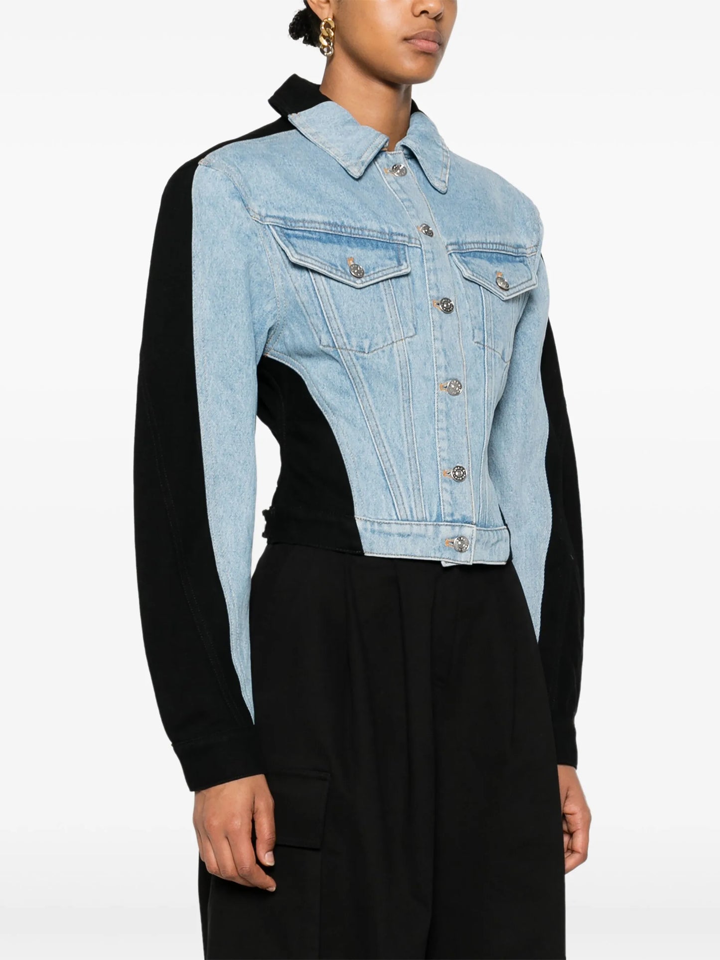 colour-block denim jacket
