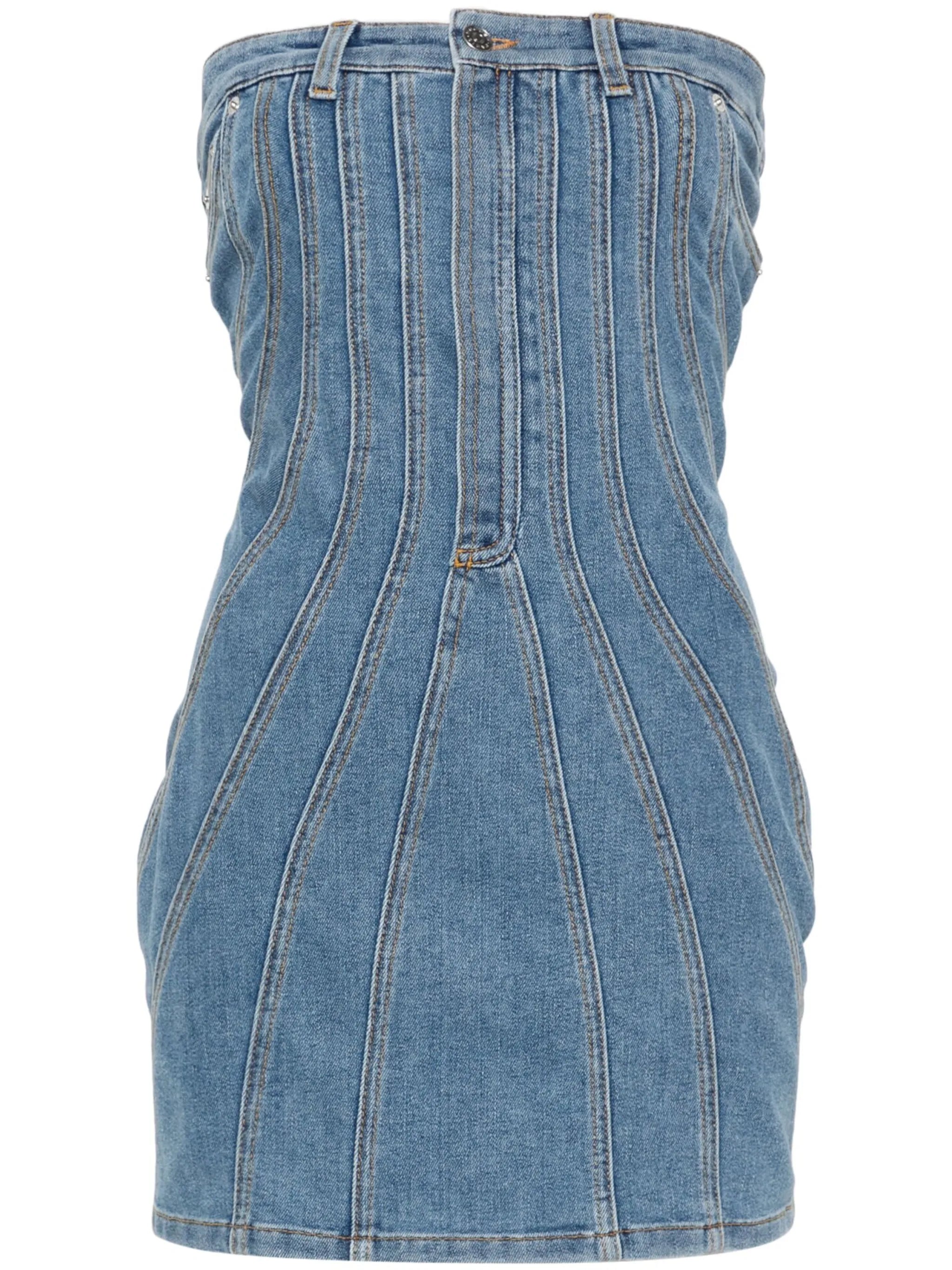 denim bustier mini dress