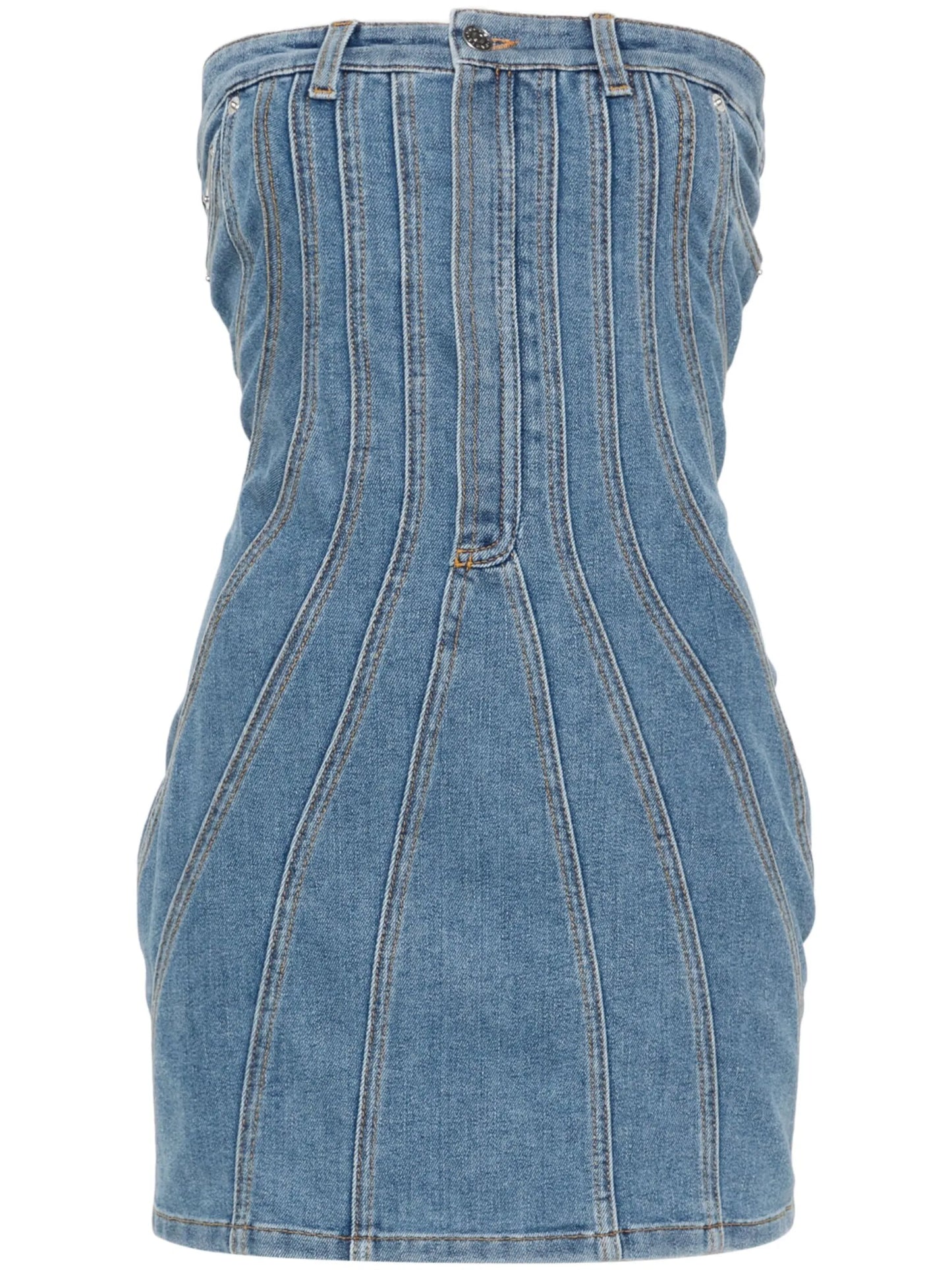 denim bustier mini dress