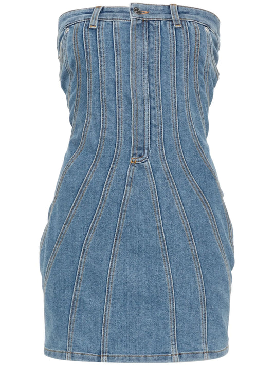 denim bustier mini dress