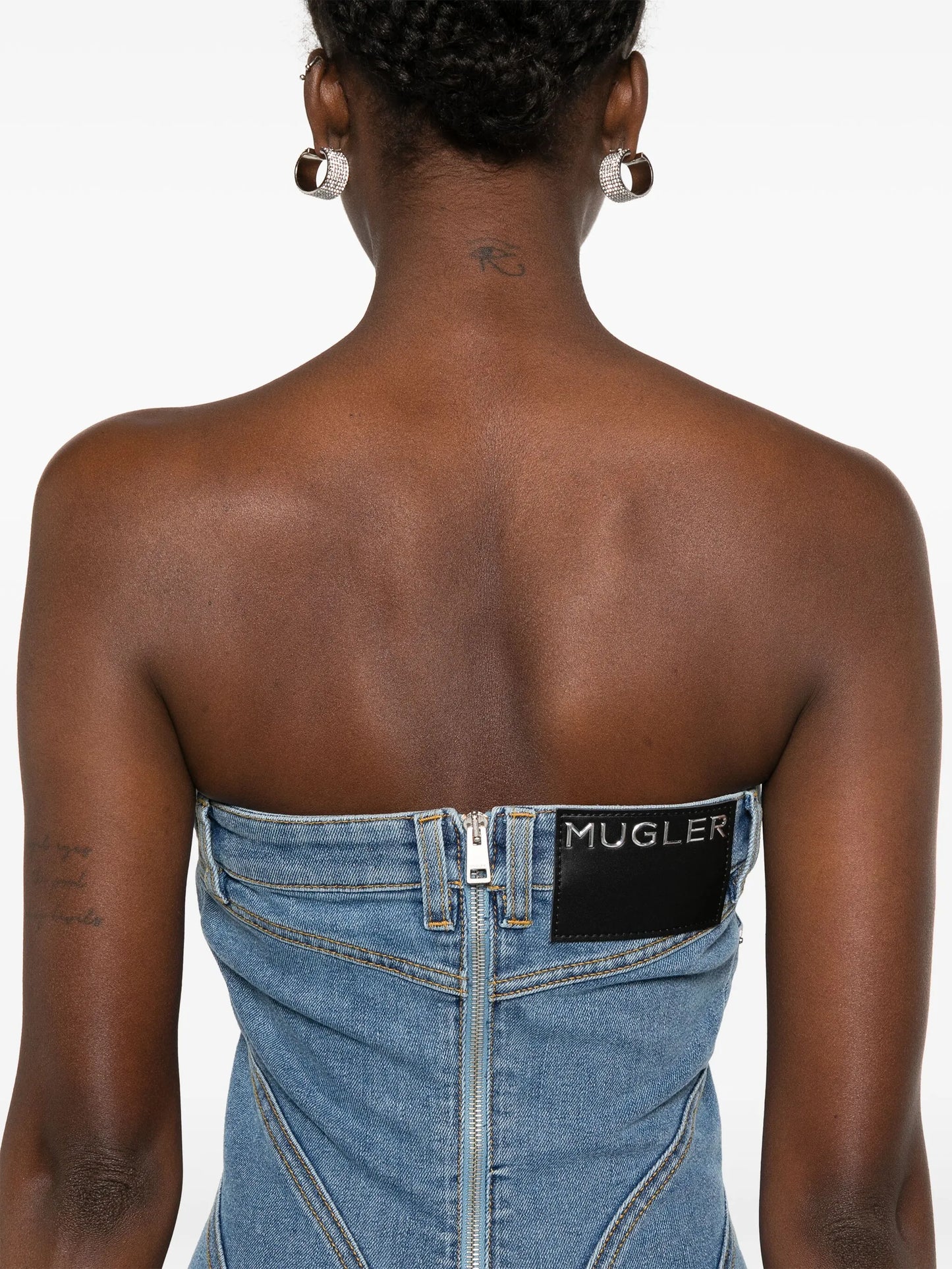 denim bustier mini dress