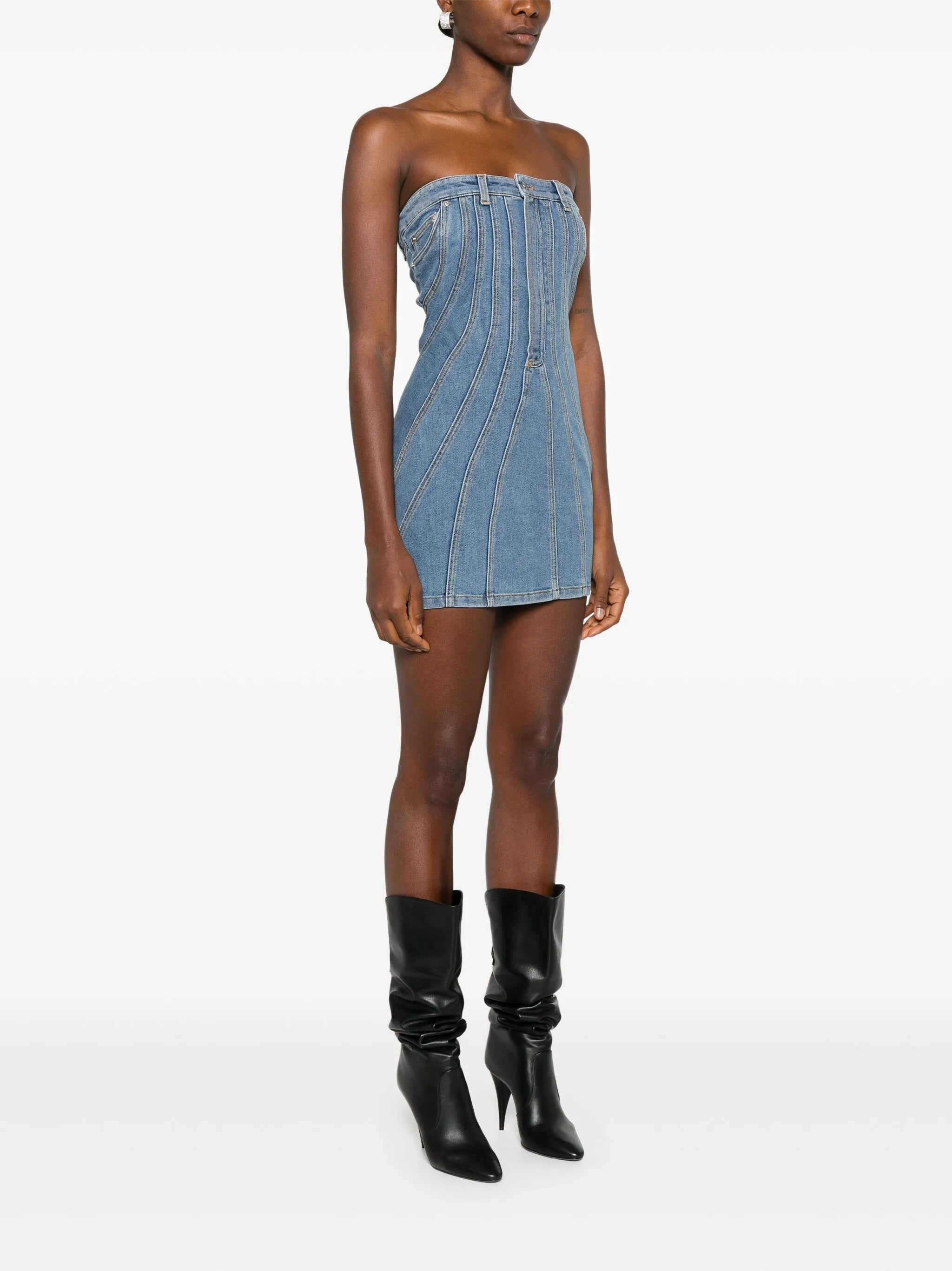 denim bustier mini dress