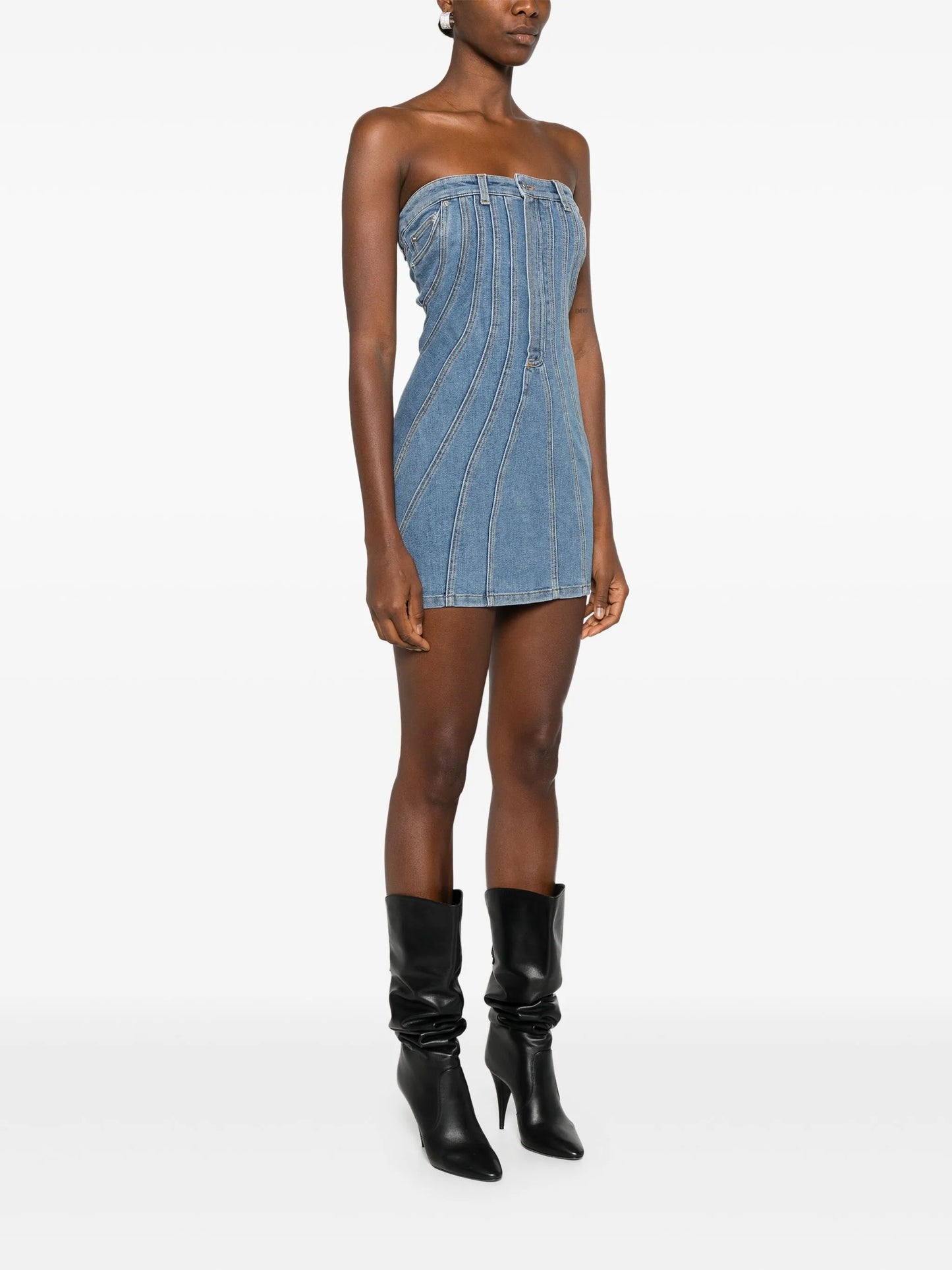 denim bustier mini dress